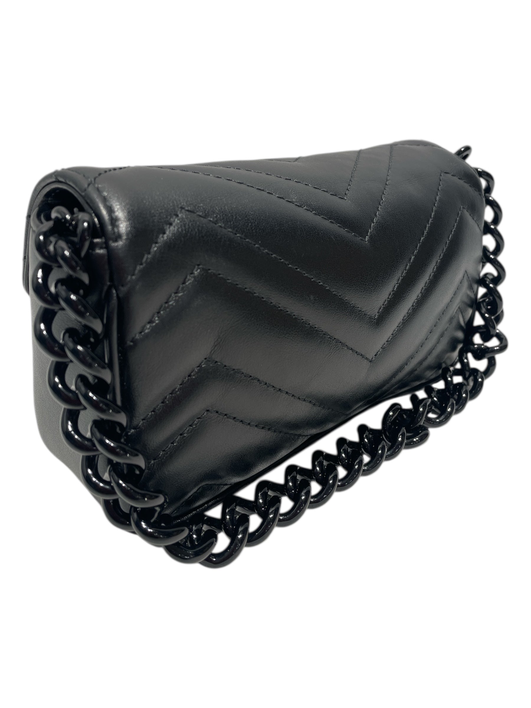 GUCCI/Cross Body Bag/Leather/BLK/Marmont Flap Mini Bag view 4