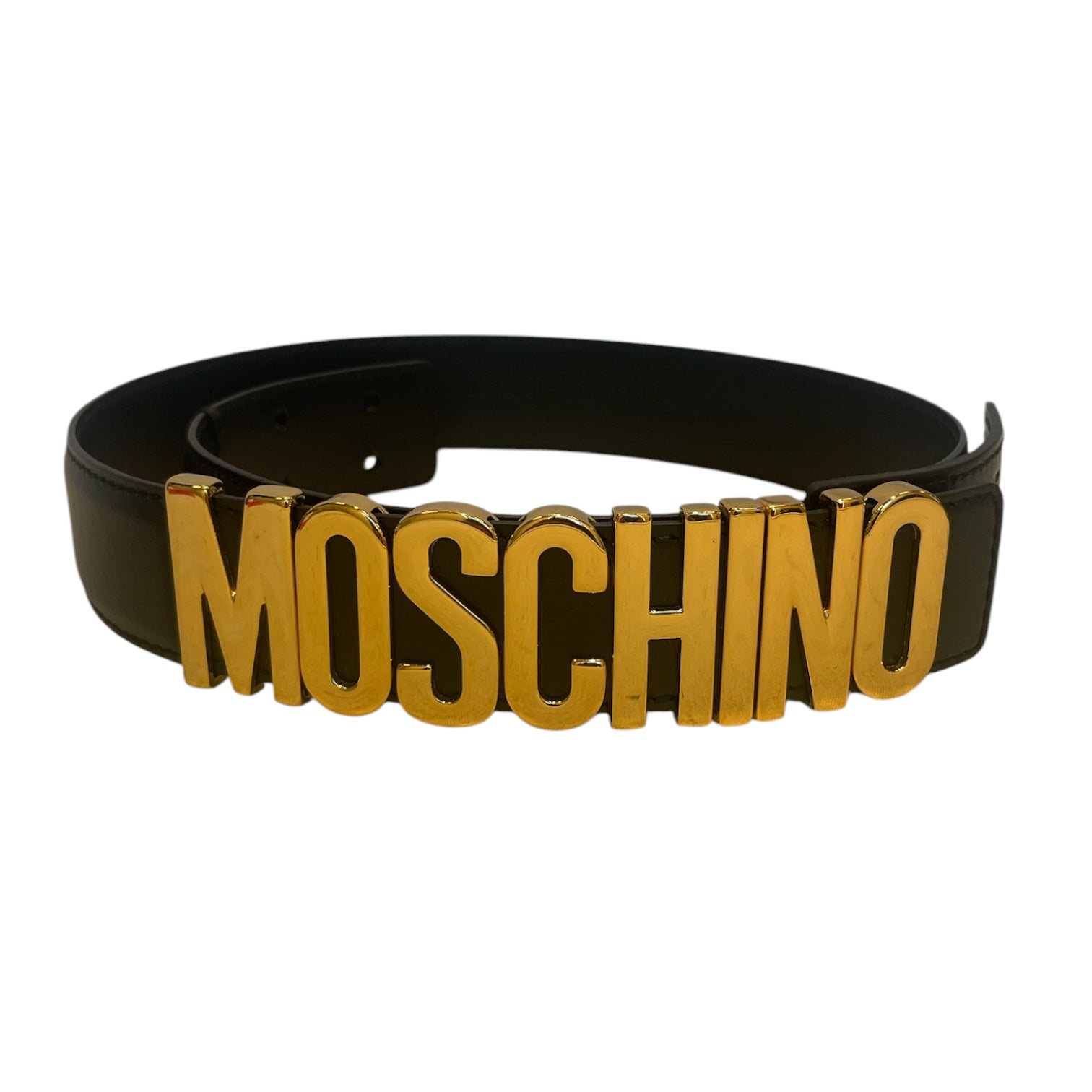 MOSCHINO/Belt/Leather/BLK/gld logo view 1