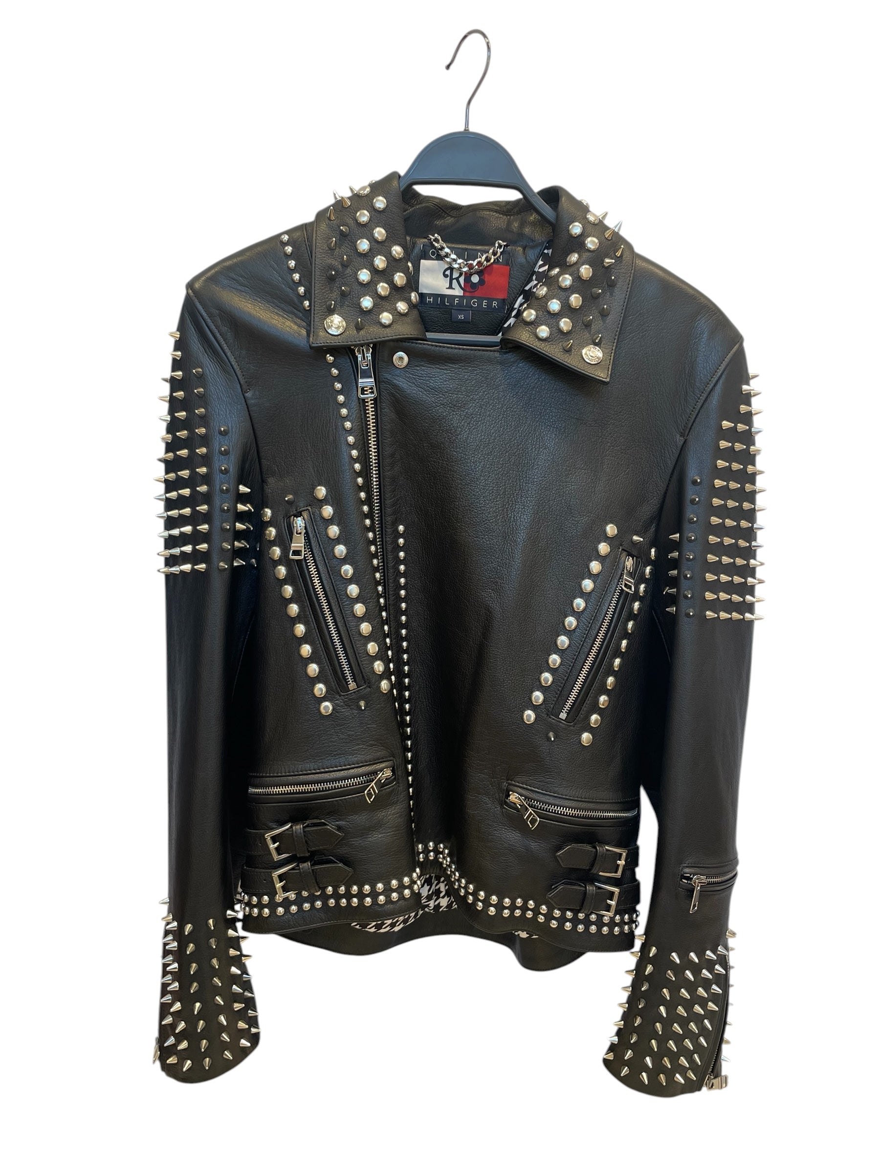 TOMMY HILFIGER/Leather Jkt/XS/Leather/BLK/ALL OVER STUD,HOUNDSTOOTH view 1