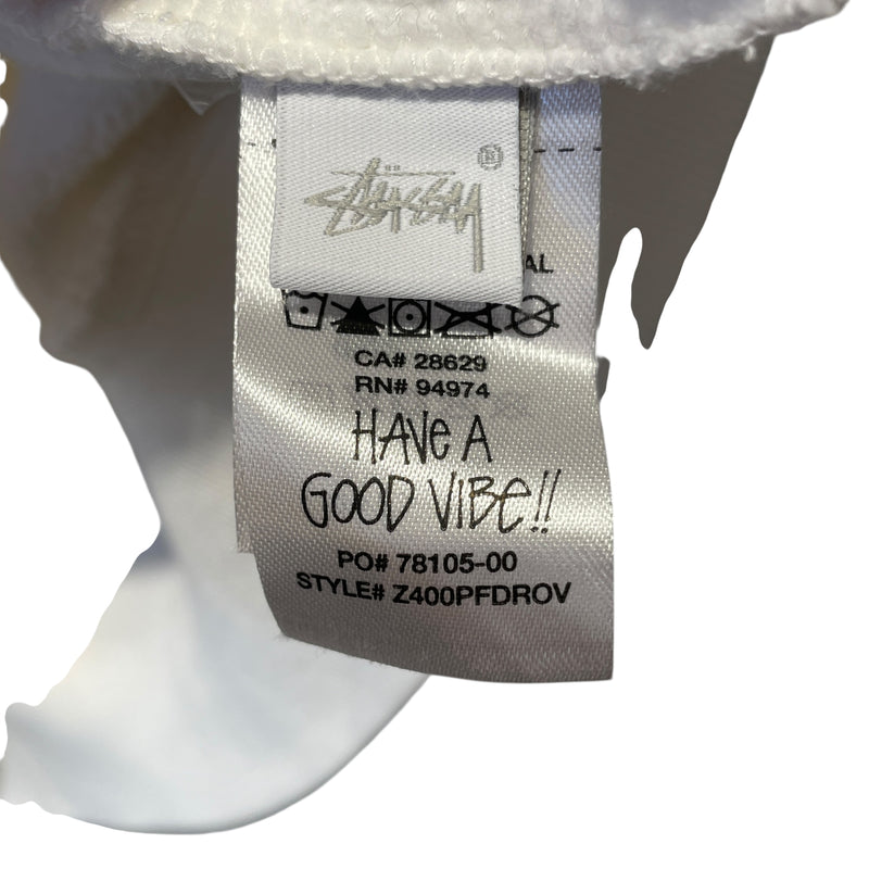STUSSY/Hoodie/L/Cotton/WHT/Pullover/CIRCLE DESIGN ON BACK
