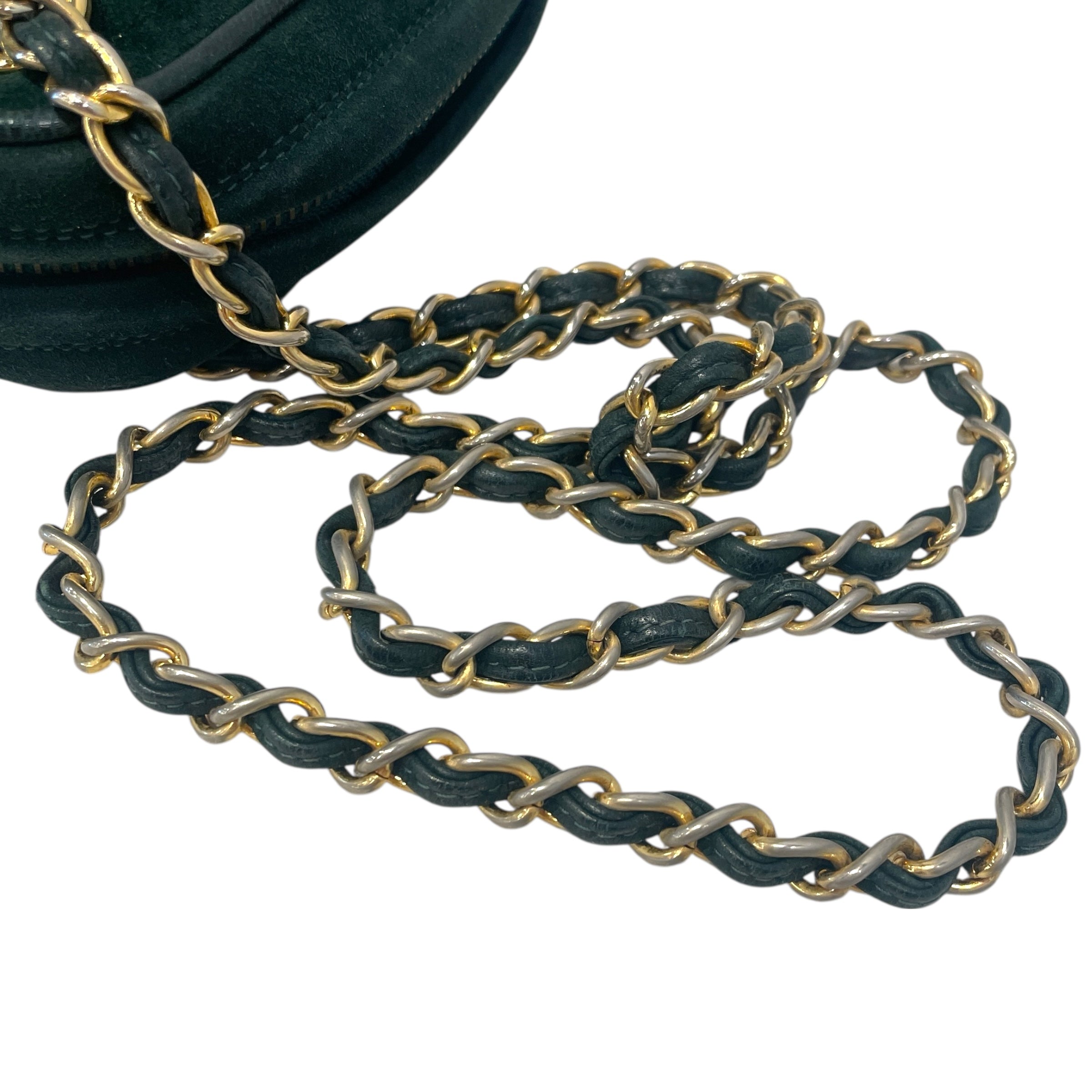 CHANEL/Cross Body Bag/Stripe/Suede/GRN/Diamond Chain With Tassel view 8