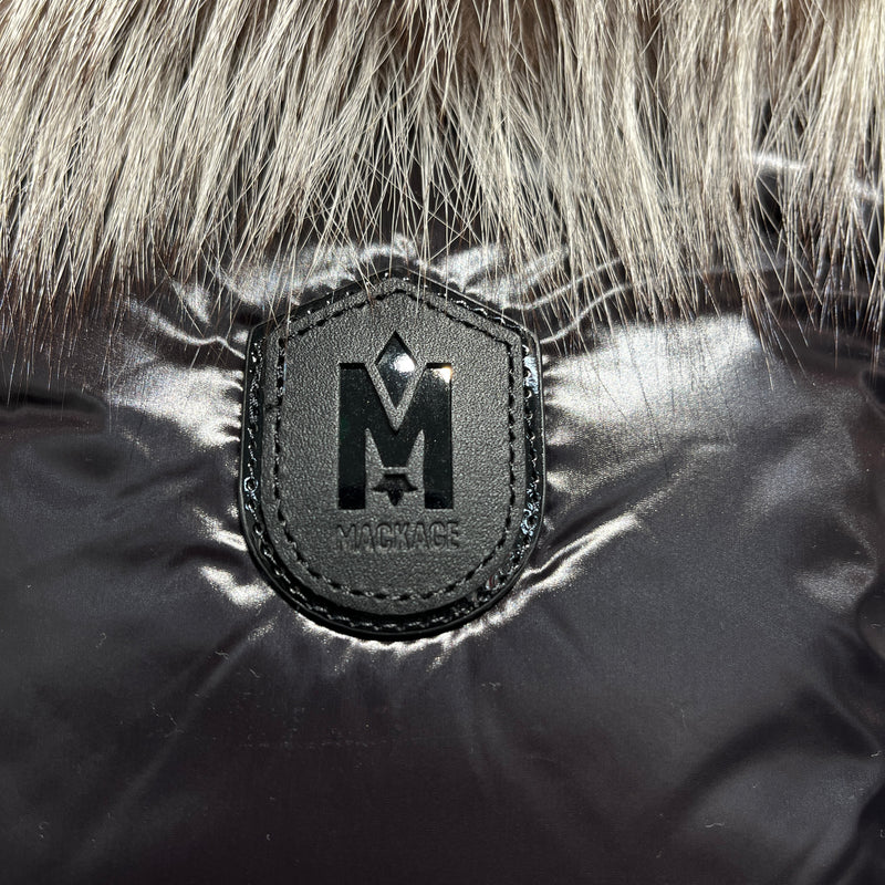 MACKAGE/Puffer Jkt/46/Nylon/BLK/Single Breasted/Fox Fur Neck