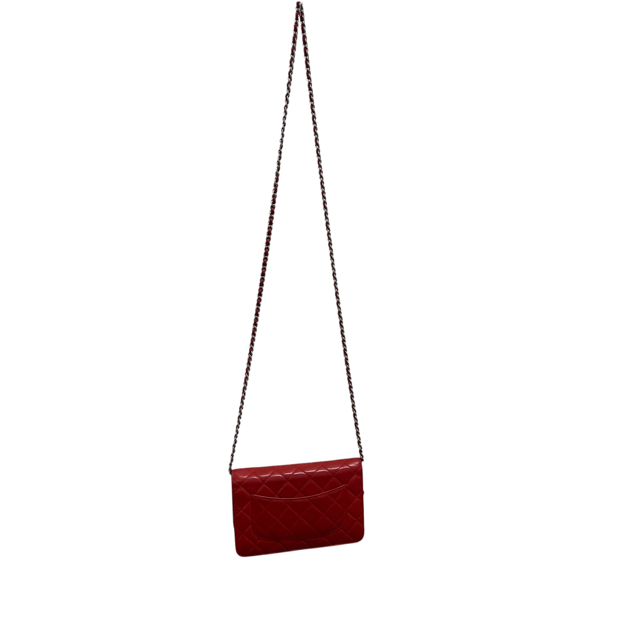 CHANEL/Cross Body Bag/Leather/RED/9gokctw view 4