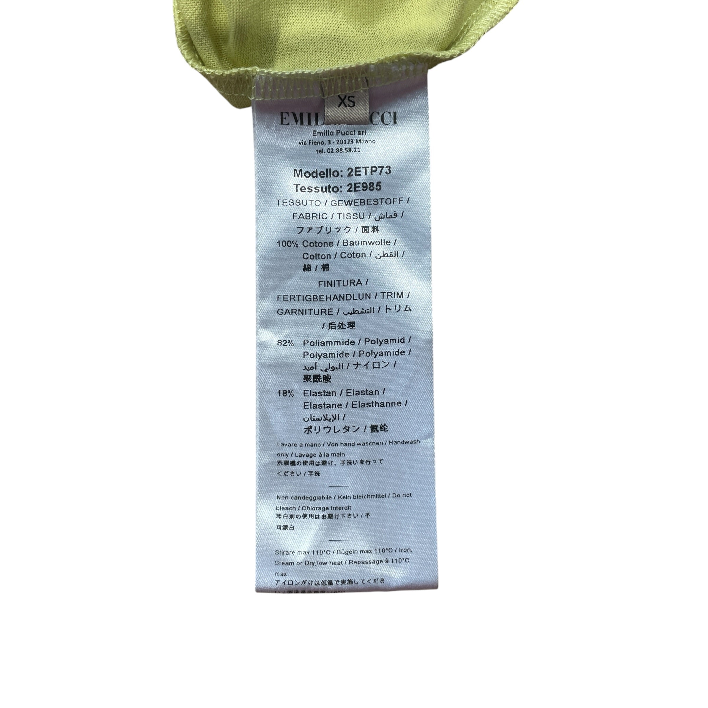 EMILIO PUCCI/T-Shirt/XS/Cotton/GRN/EMILIO PUCCI LIME GREEN TS view 4