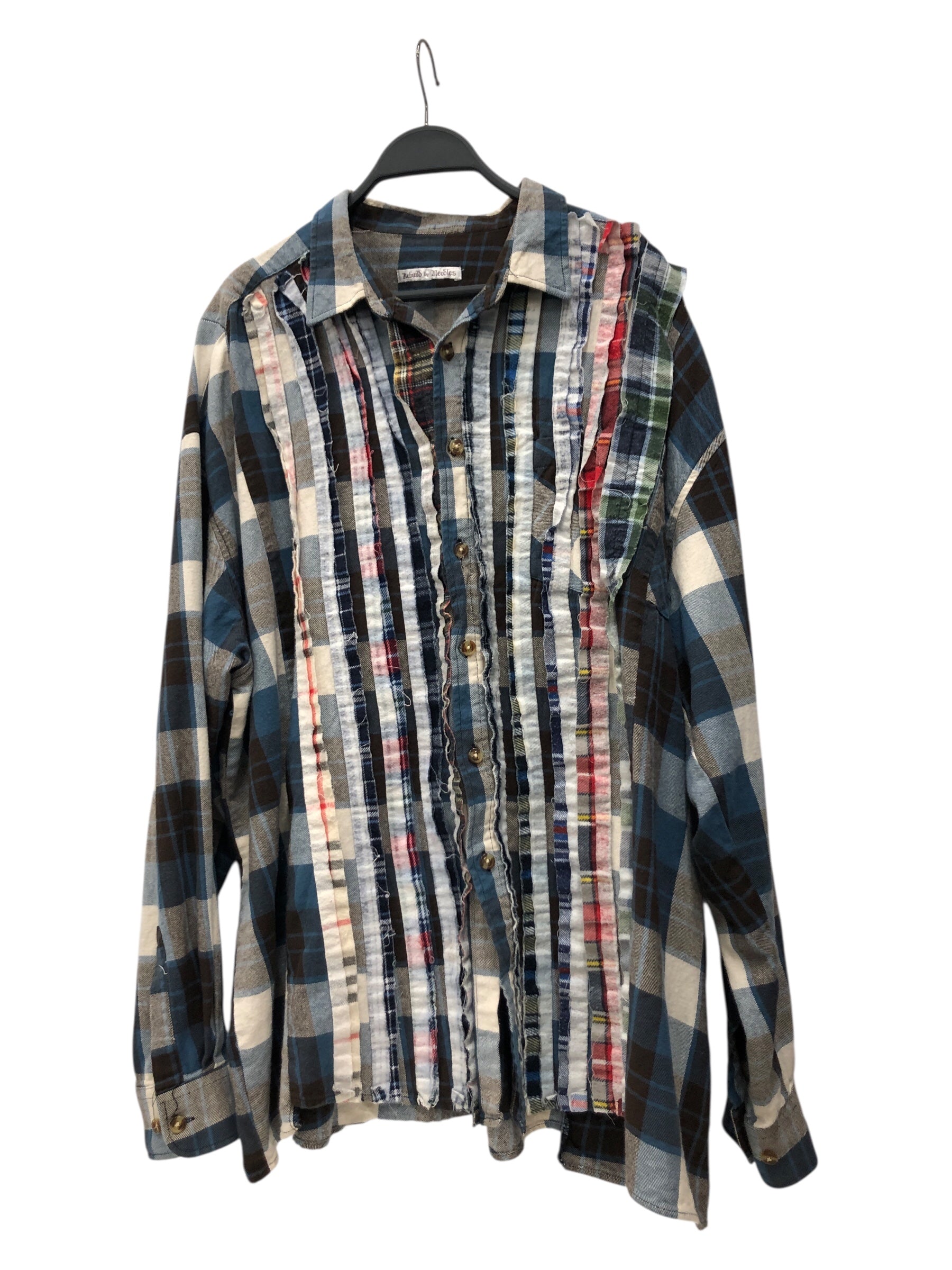 Rebuild by Needles/Flannel Shirt/XL/Cotton/MLT/Plaid/sewn flannel peices down mid view 1