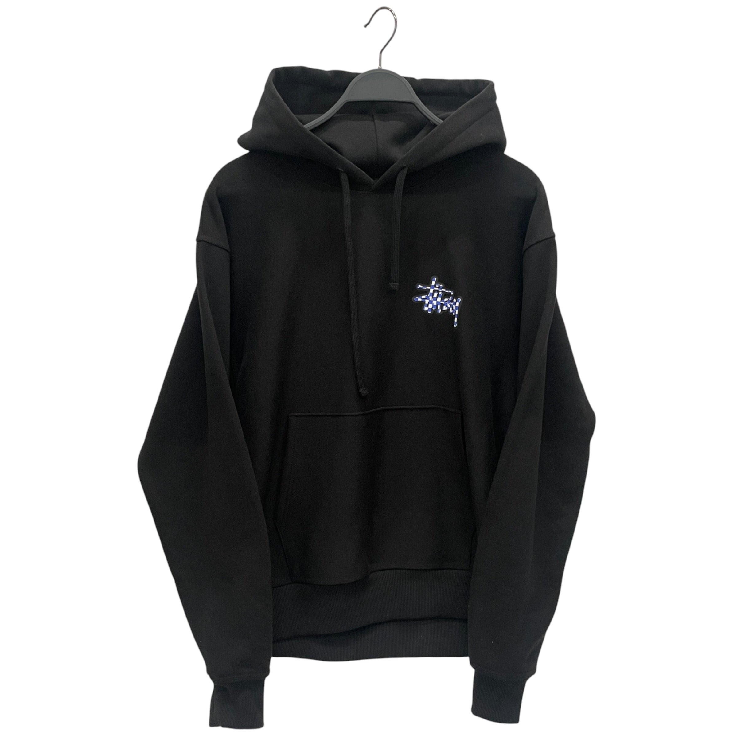 STUSSY/Hoodie/L/Cotton/BLK/CHECKER BLUE LOGO view 1