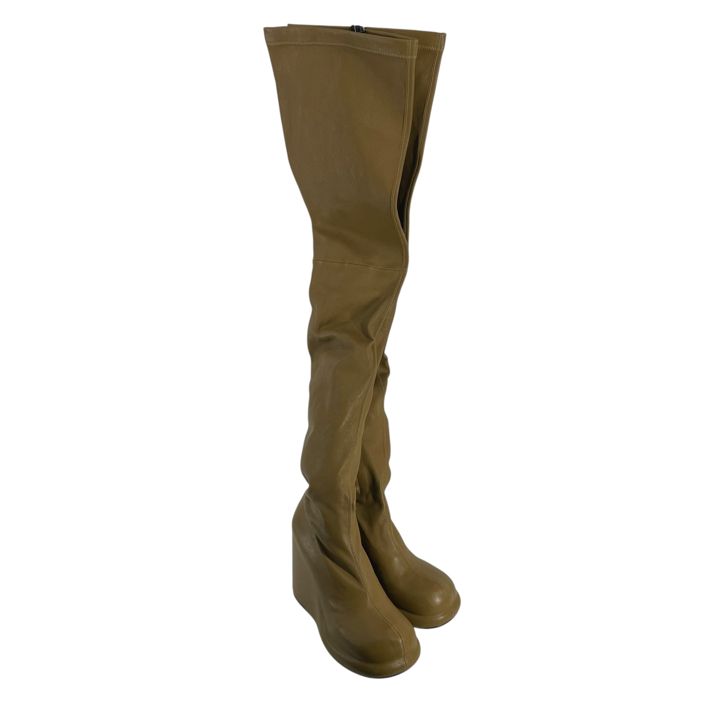 BURBERRY PRORSUM COLLECTION/Long Boots/EU 40/Leather/BRW/Knee-high/KNEE HIGH SOCK WEDGE GRN ISH view 1