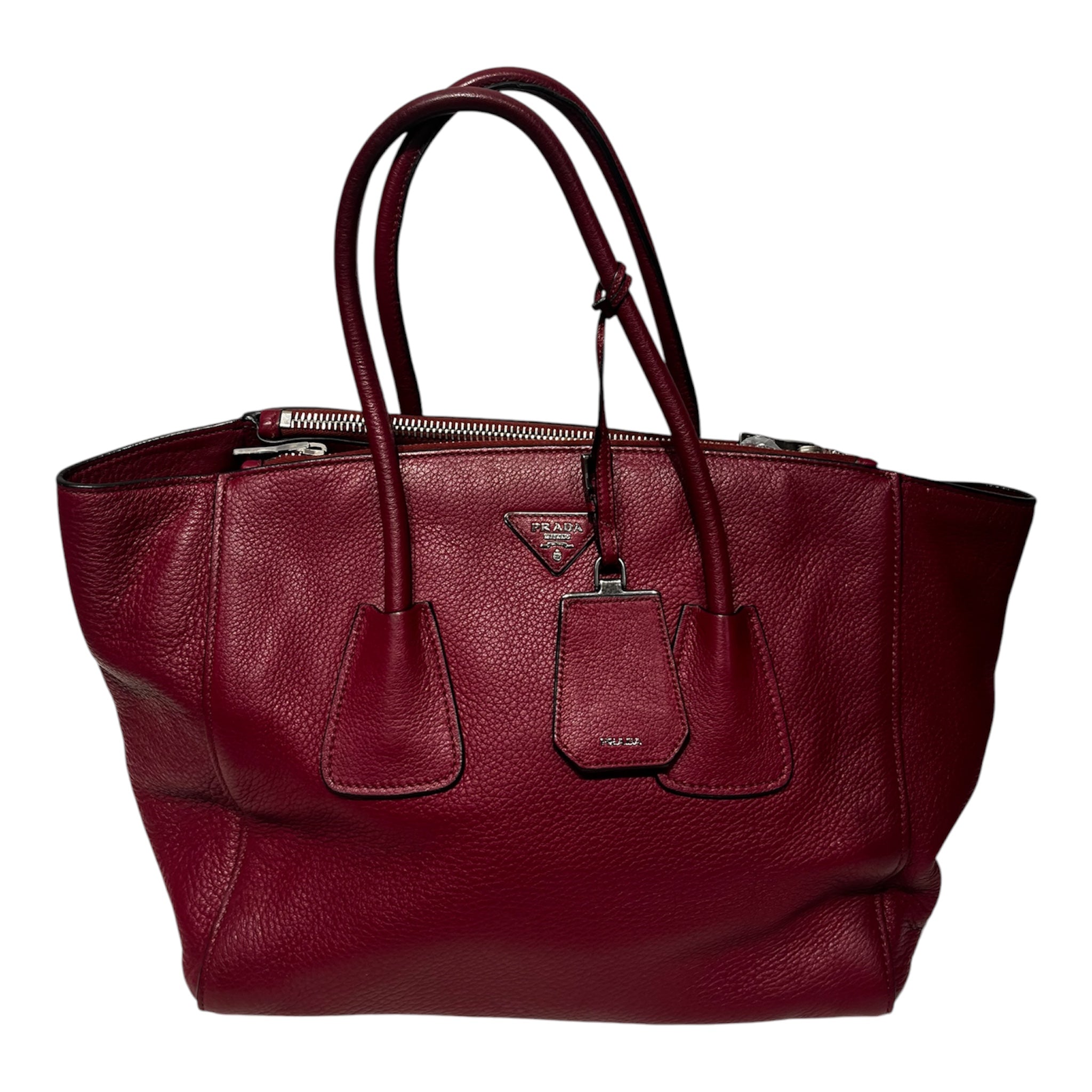 PRADA/Tote Bag/Leather/RED/Calf Leather 2 Way Tote view 1