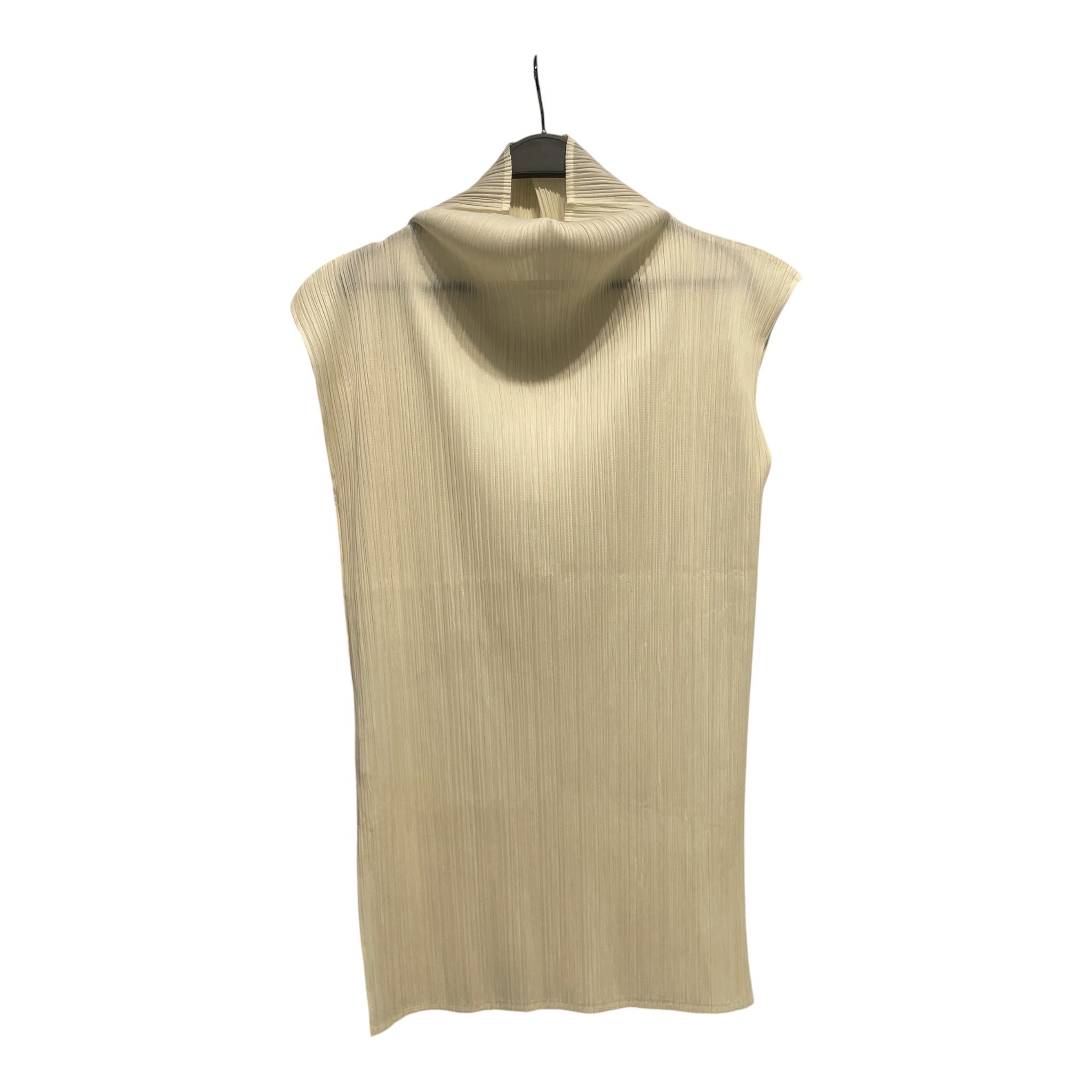 ISSEY MIYAKE/SL Dress/M/Acrylic/BEG/pleated high neck view 2