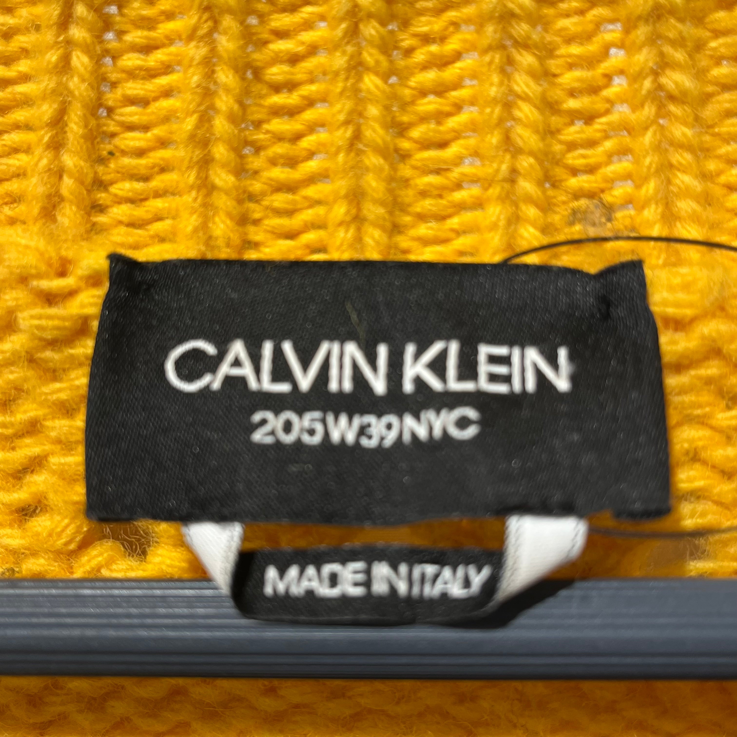 Calvin Klein/RAF SIMONS/Sweater/M/YEL/MOHAIR/WHITE BLACK CROSS STITC view 3