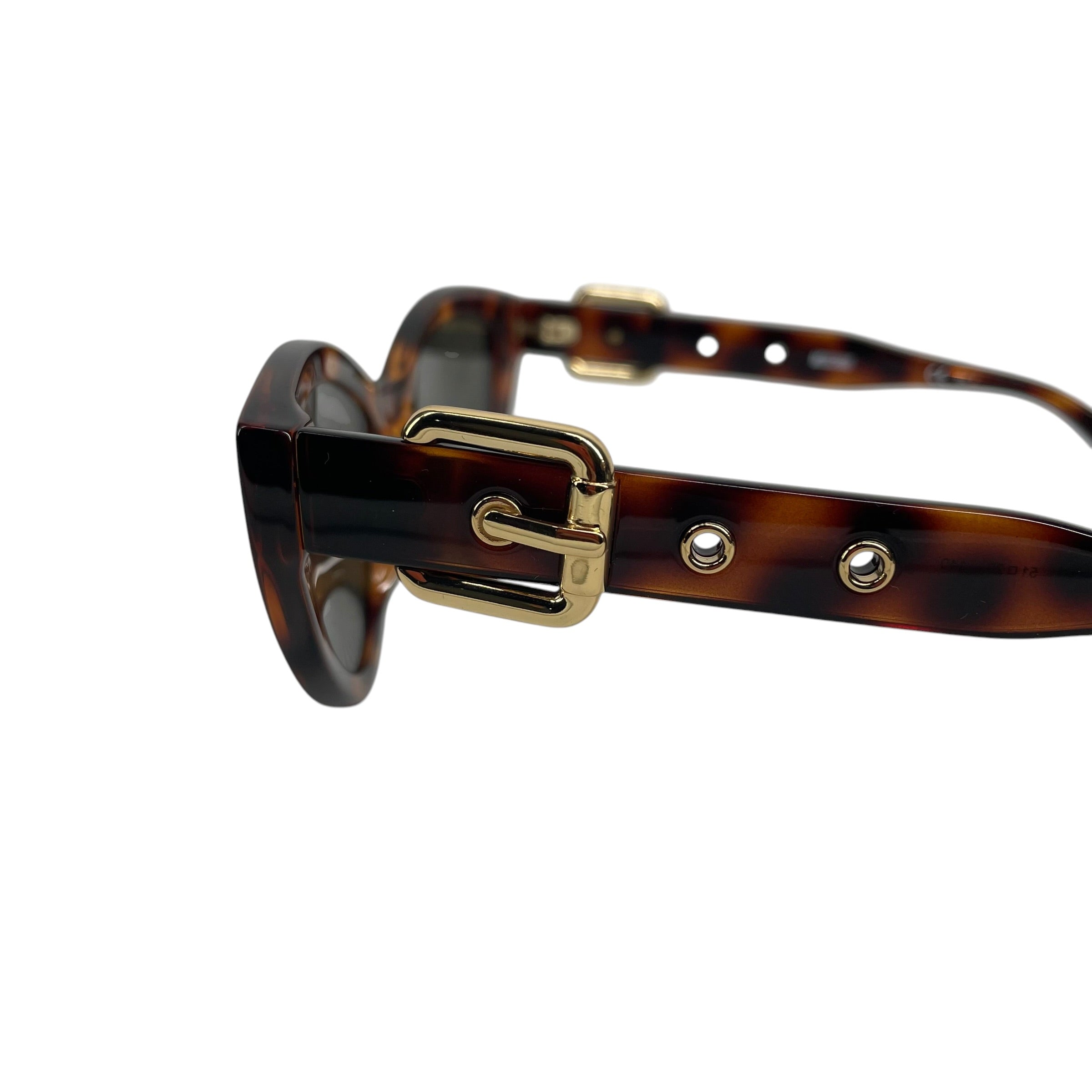 MOSCHINO/Sunglasses/All Over Print/Tortoiseshell Pattern/BRW/Oval/GOLD BELT BUCKLE ON ARMS view 3