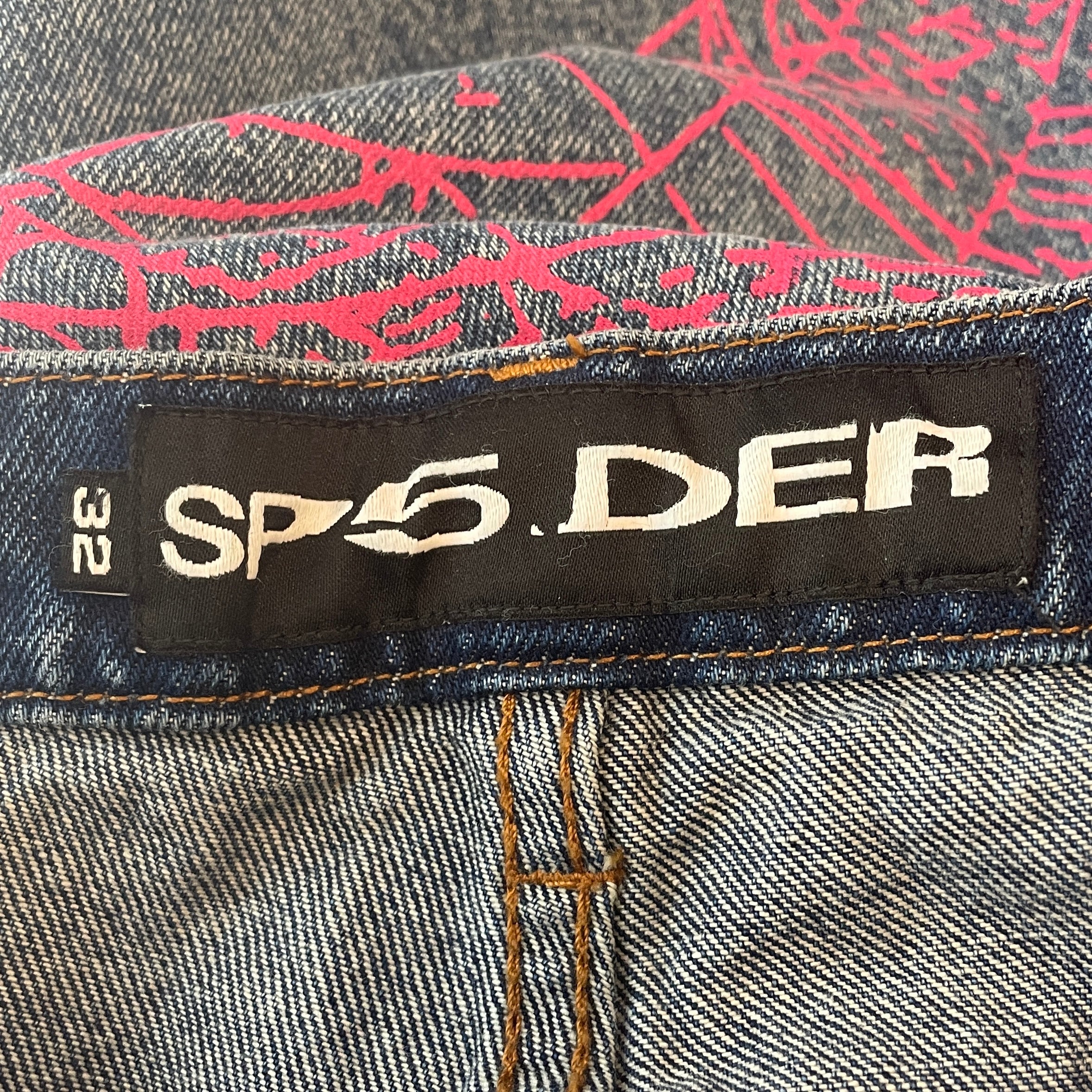 Sp5der/Straight Pants/32/Denim/BLU/All Over Print/pnk sspider splatter view 3