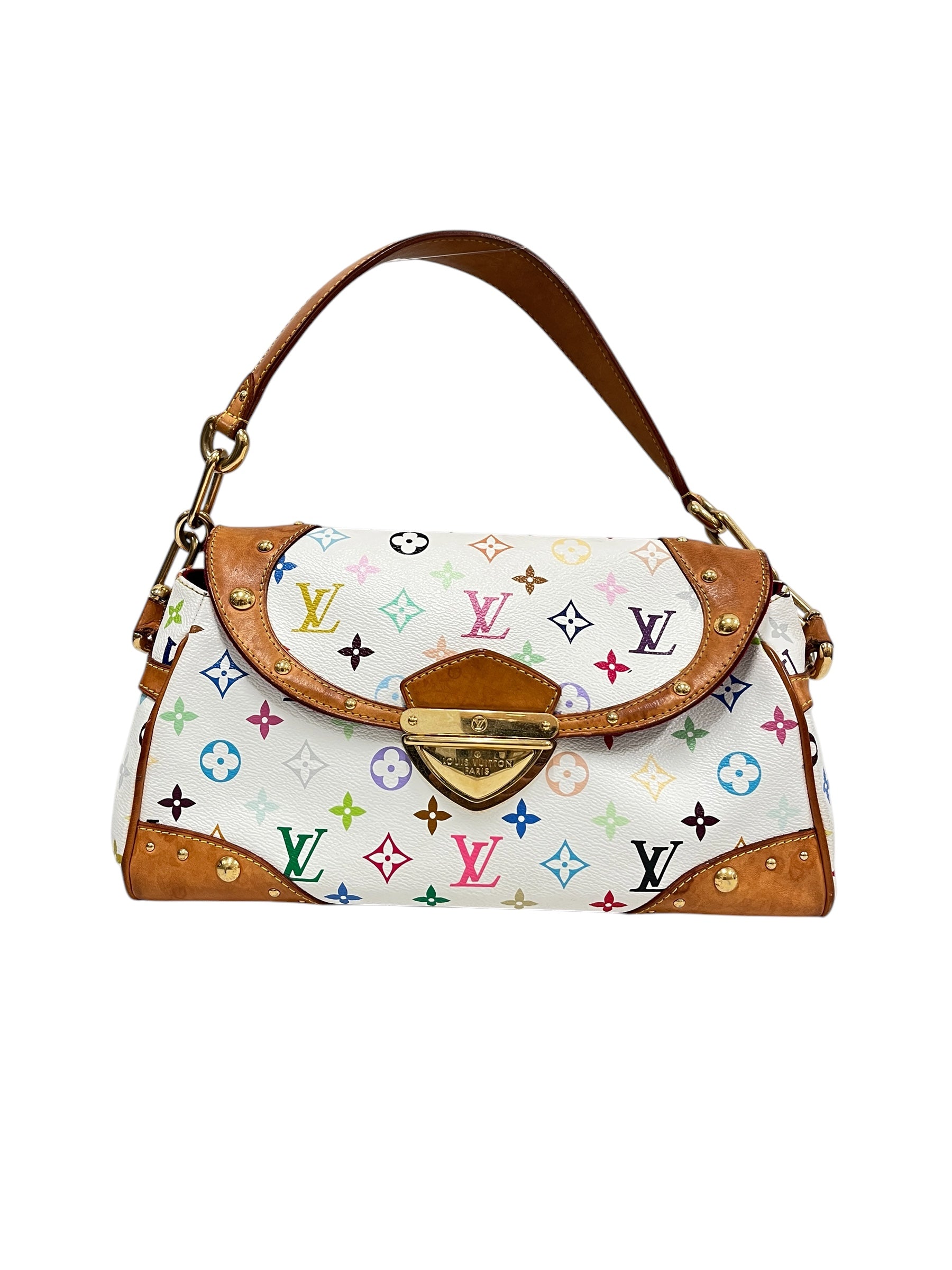 LOUIS VUITTON/Hand Bag/Monogram/Leather/WHT/MURAKAMI BEVERLY MM view 1