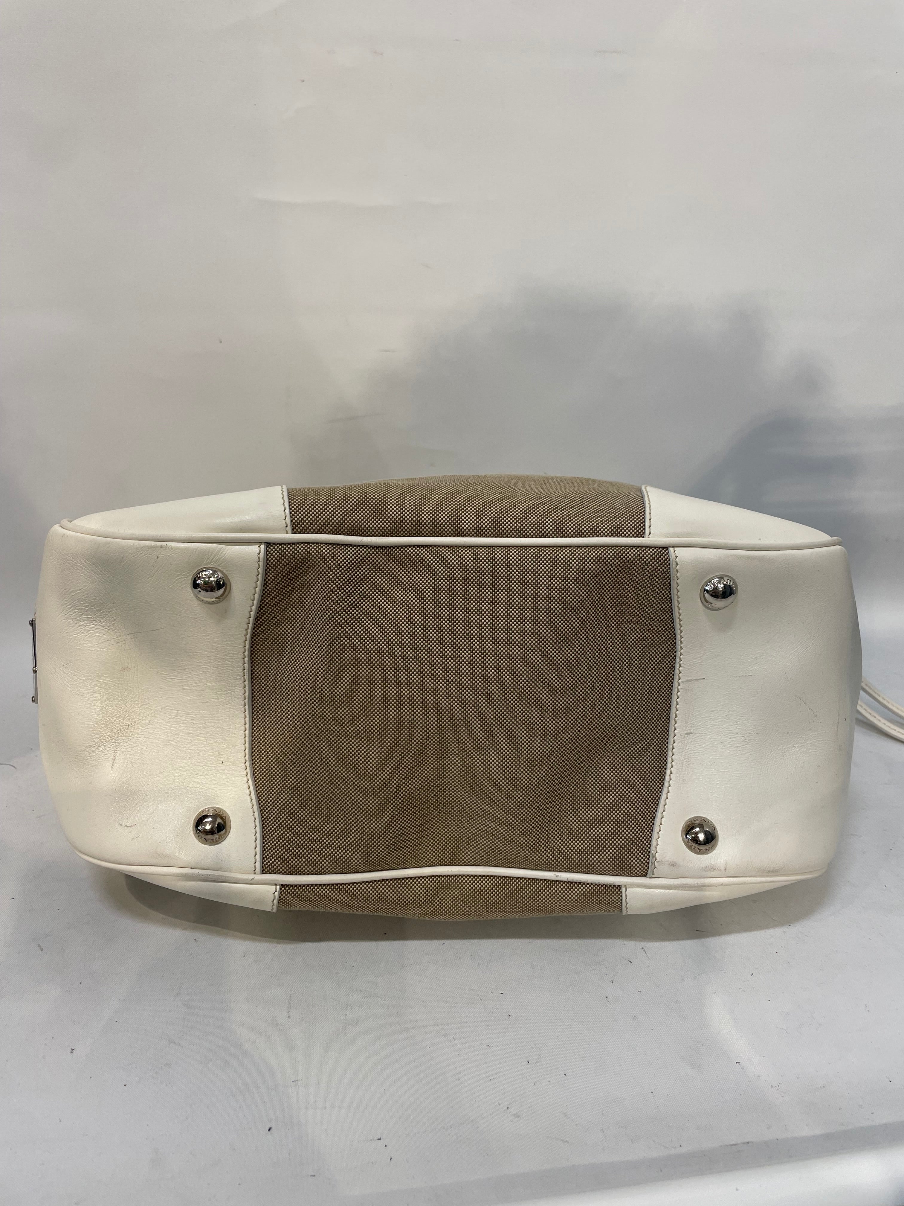 PRADA/Bag/Cotton/BEG/hobo canapa satchel white edge view 3