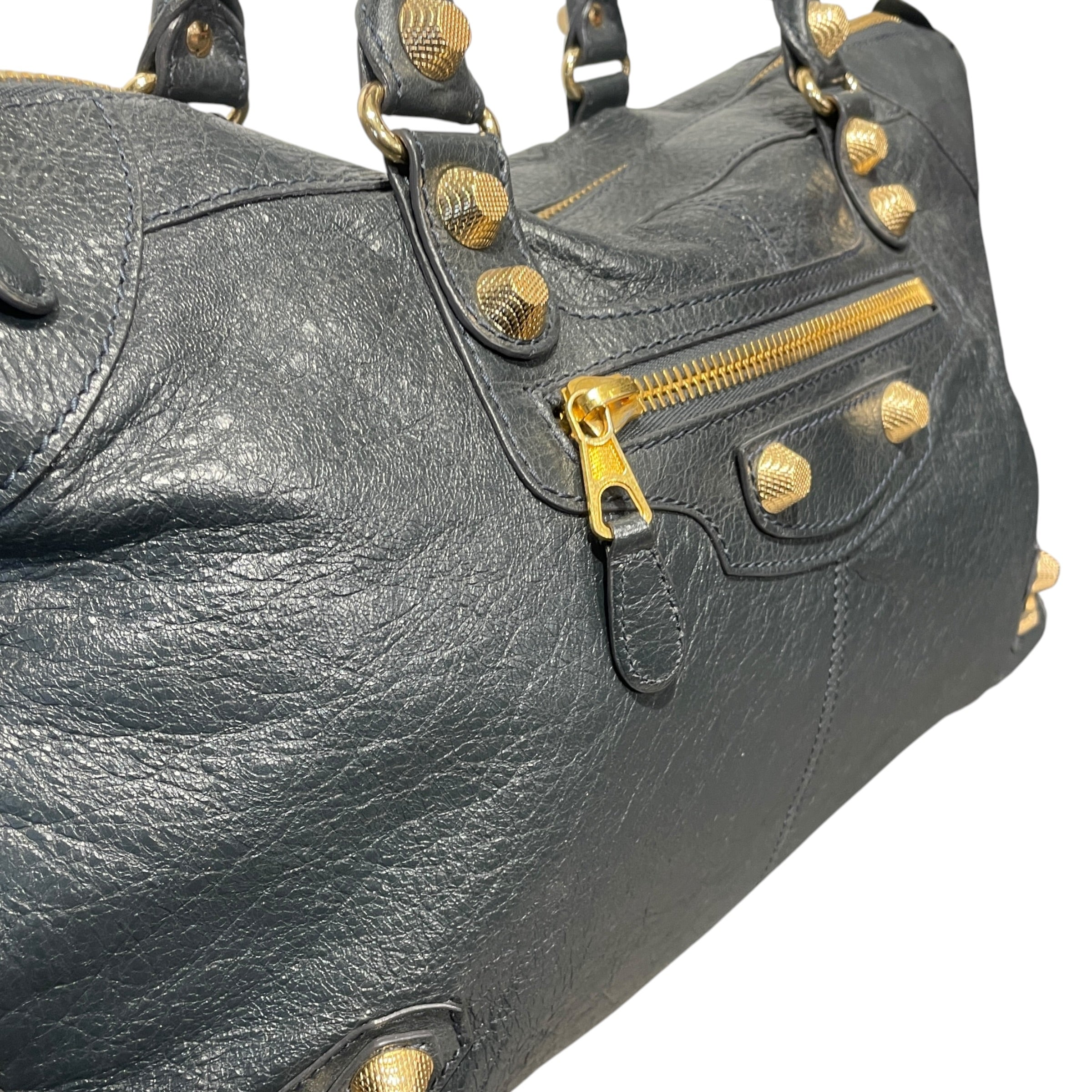 BALENCIAGA/Tote Bag/Leather/BLK/VINTAGE GOLD HARDWARE WORK BAG view 6