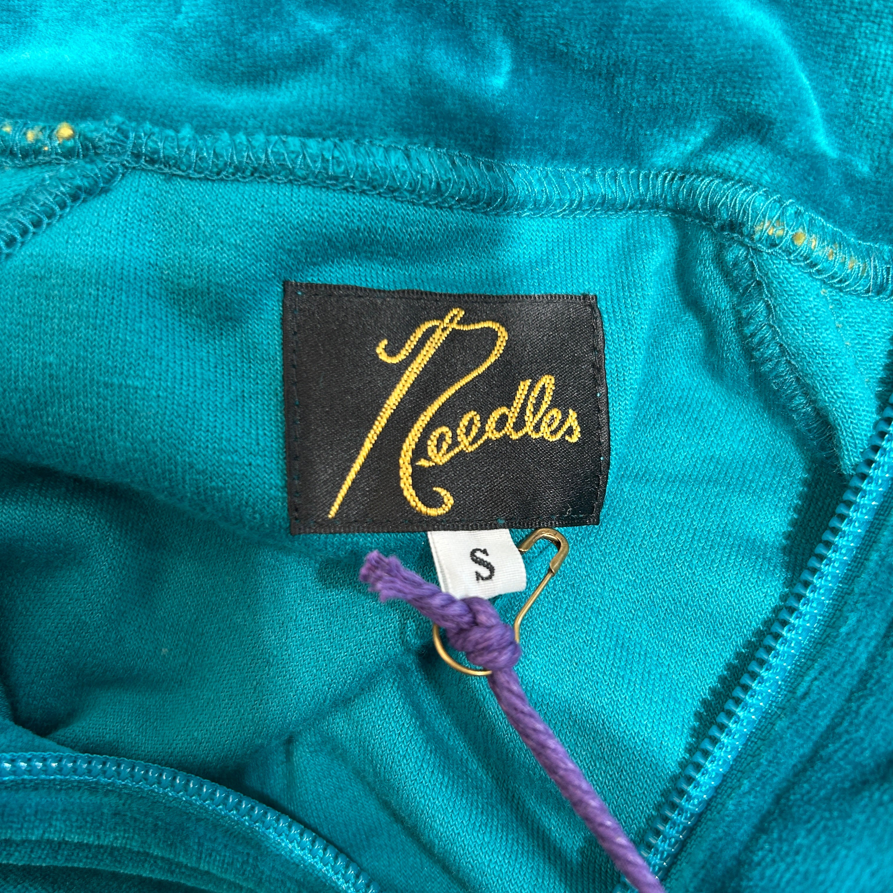 Needles/Track Jkt/S/Cotton/GRN/TURQUOISE/YELLOW LINES view 3