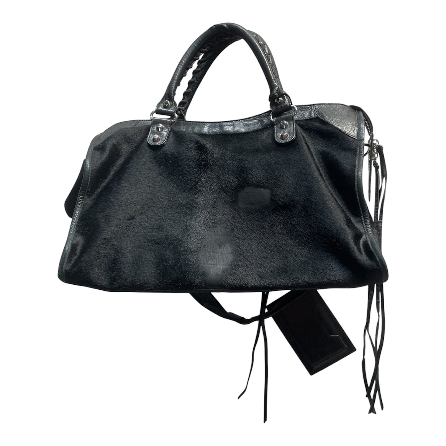 BALENCIAGA/Hand Bag/Fur/BLK/city bag view 2