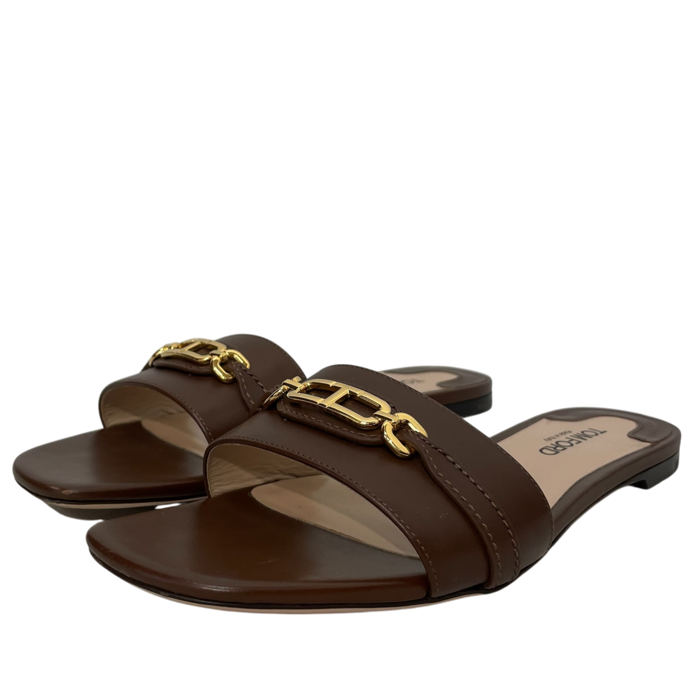 TOM FORD/Sandals/EU 39.5/Leather/BRW/WHITNEY SLIDE SANDAL view 2