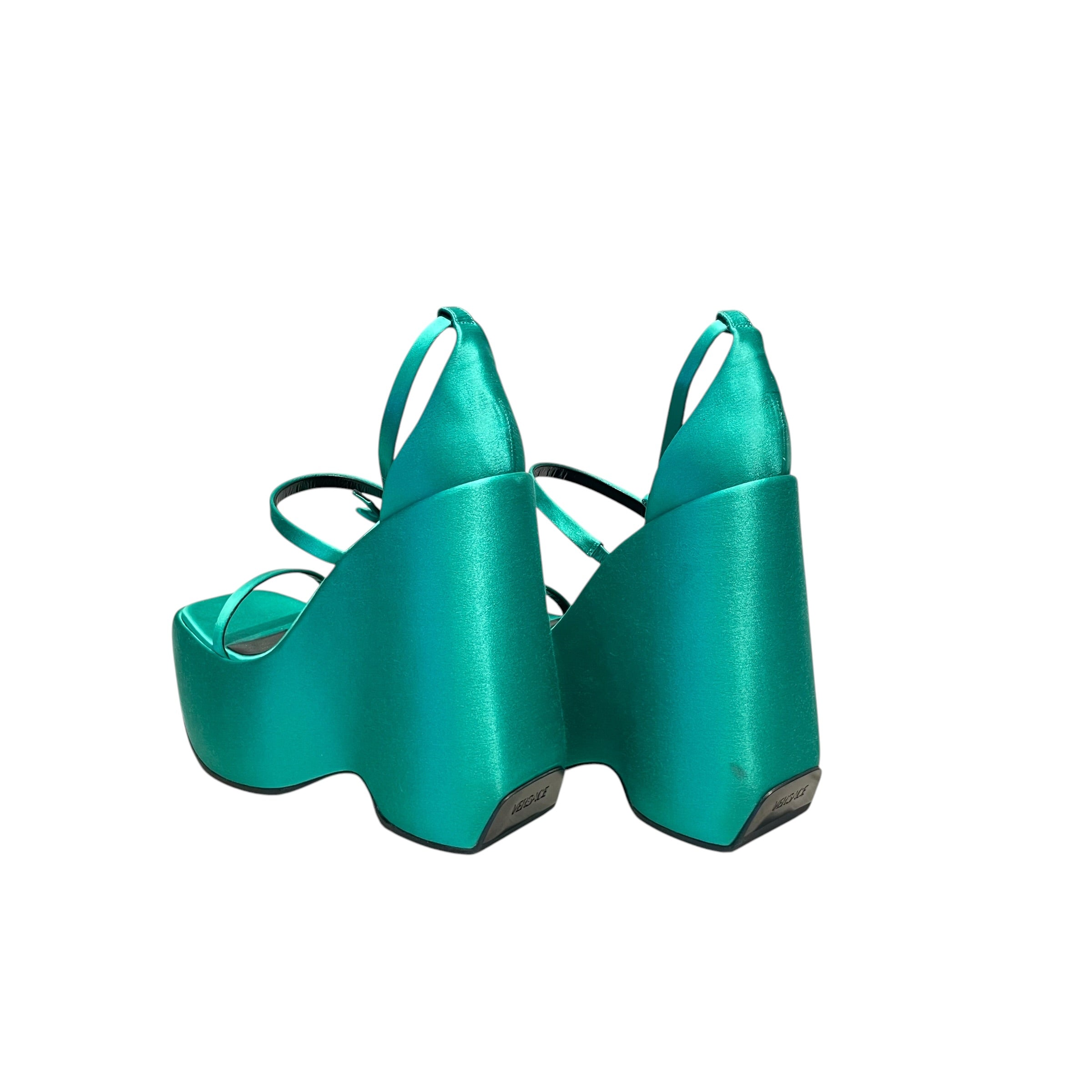 VERSACE/Heels/EU 39.5/Nylon/BLU/Triplatform Wedge Heel view 2