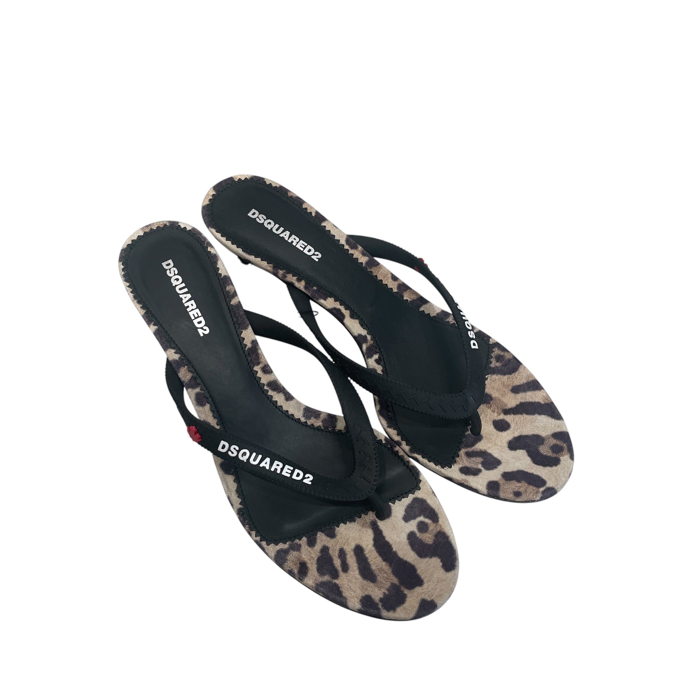 DSQUARED2/Heels/EU 40/Animal Pattern/MLT/LEOPARD KITTEN HEEL FLIP FLOP view 1