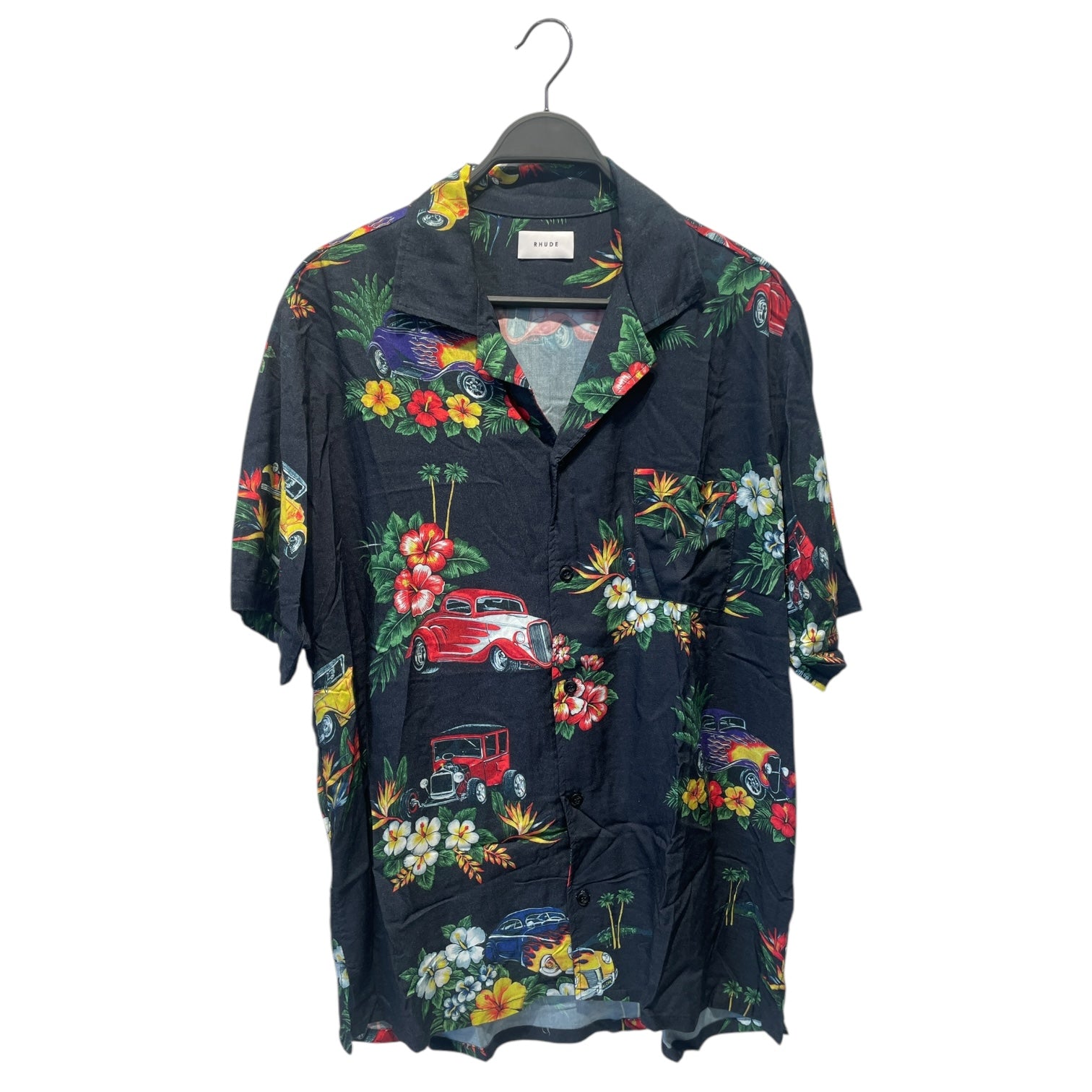 RHUDE/SS Shirt/XL/Rayon/BLK/All Over Print/CARS view 1