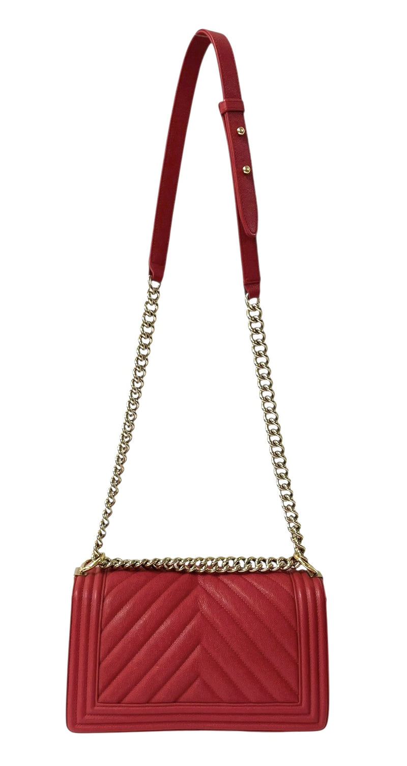 CHANEL/Hand Bag/Leather/RED/CHEVRON 30383448