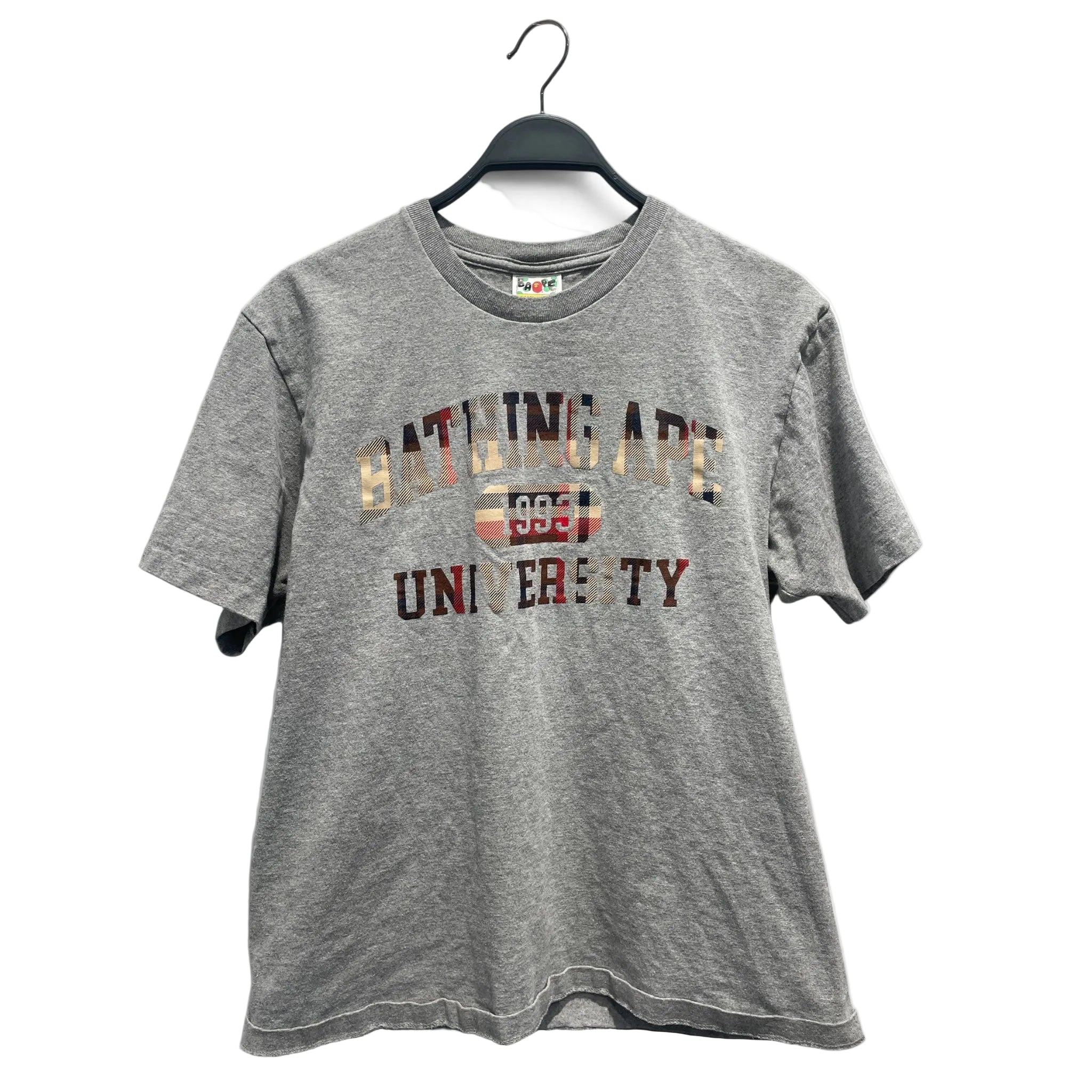 A BATHING APE/T-Shirt/L/Cotton/GRY/Graphic/Check Logo Tee view 1