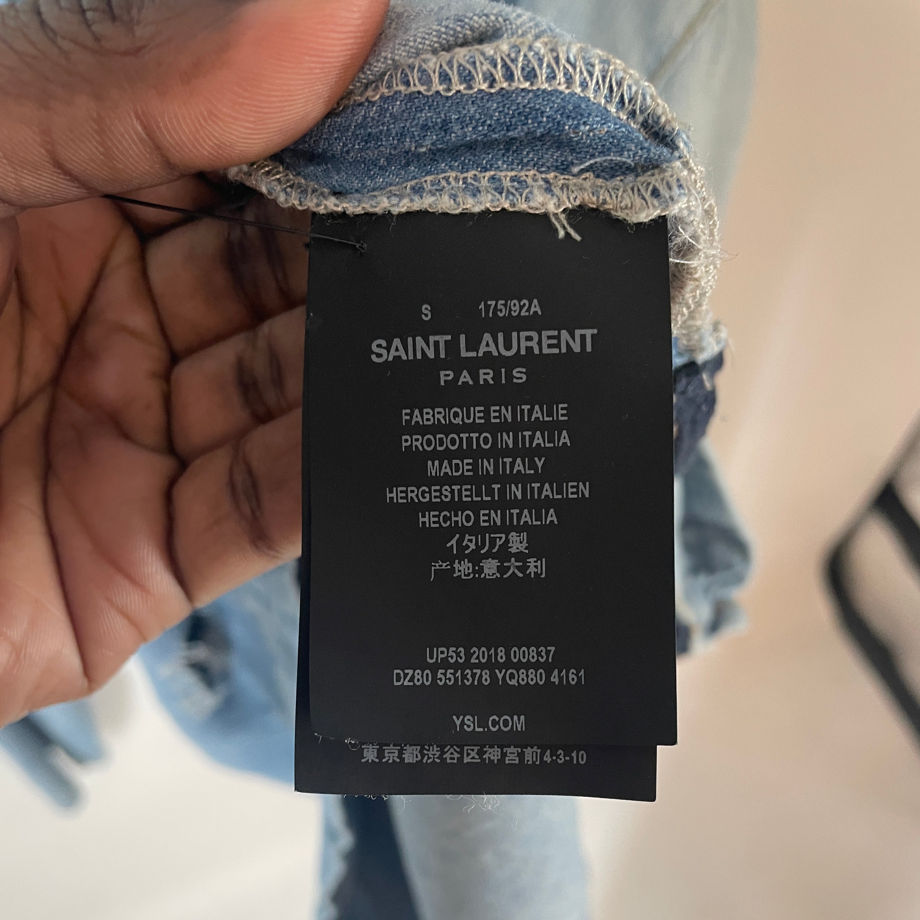 SAINT LAURENT/Hoodie/S/Denim/BLU/LACE UP DISTRESSED 2018 view 4