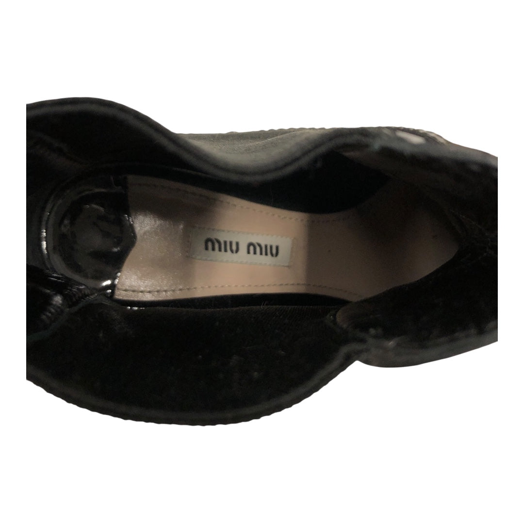 MIU MIU/Chelsea Boots/EU 37/Leather/BLK/Bedazzled Buckle Ankle Chelsea view 3