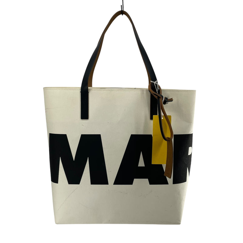 MARNI/Tote Bag/Cotton/WHT/BOLD BLK BRANDING