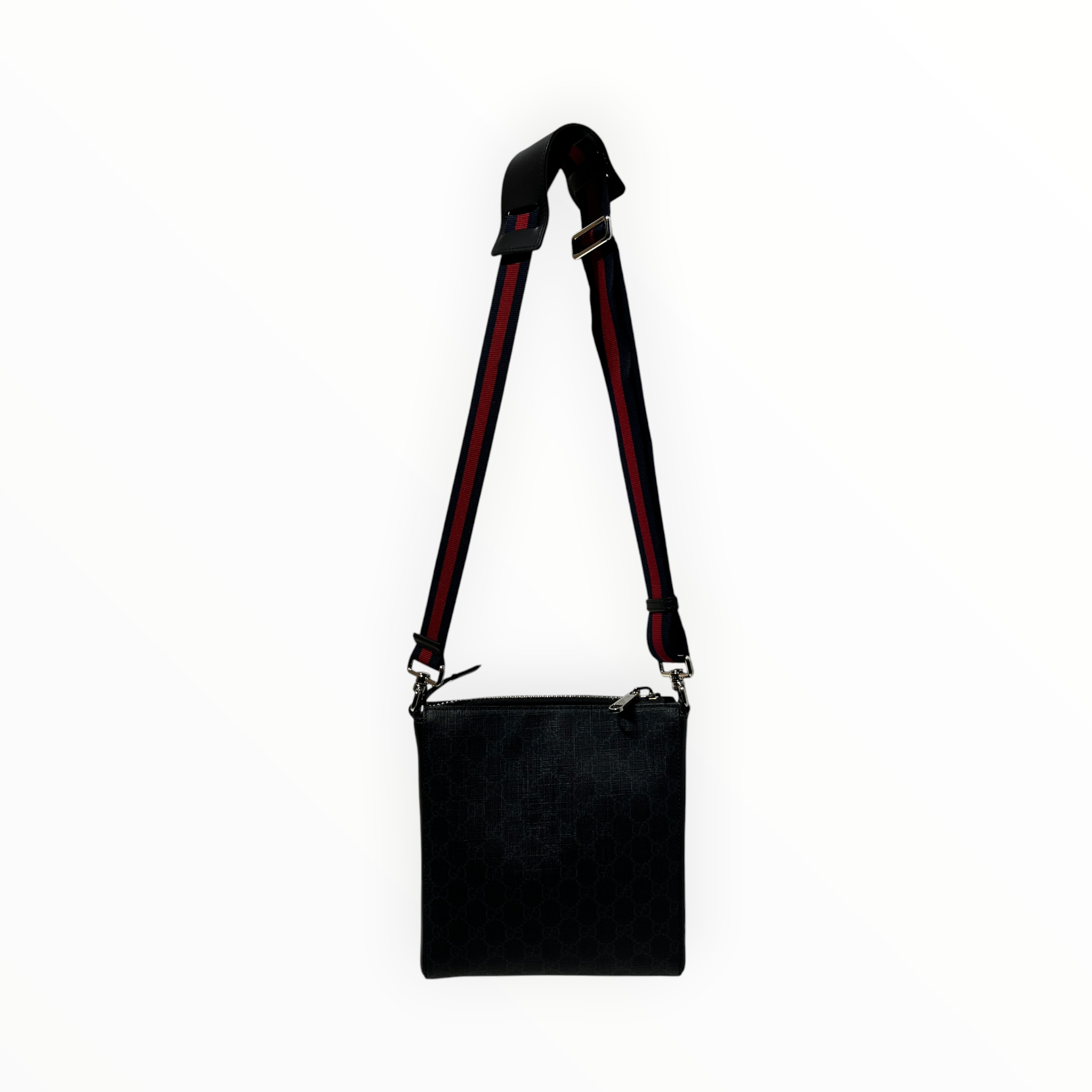 GUCCI/Cross Body Bag/Monogram/Leather/BLK/Canvas Square Crossbody view 2