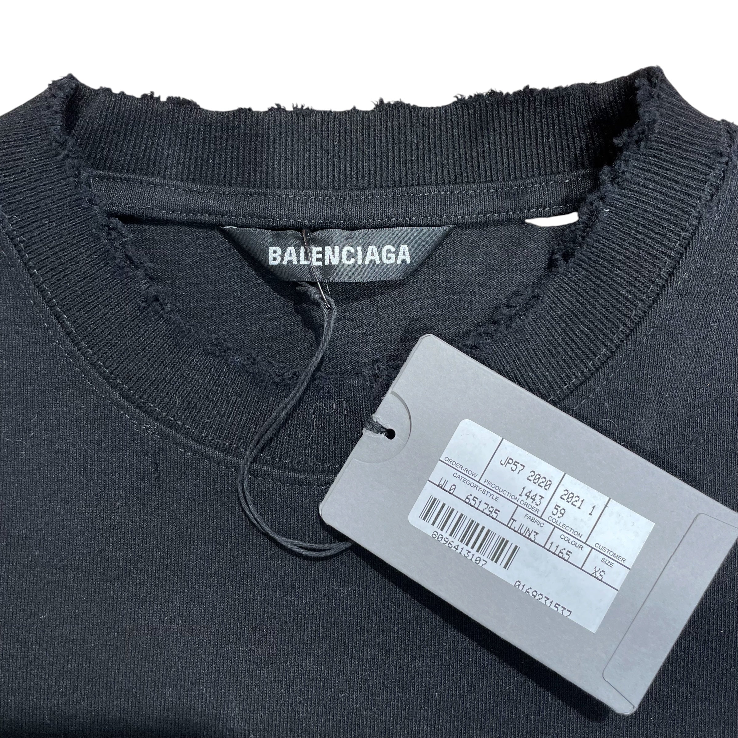 BALENCIAGA/T-Shirt/XS/Cotton/BLK/2020 HELLO MY NAME IS DISTRSSD view 5