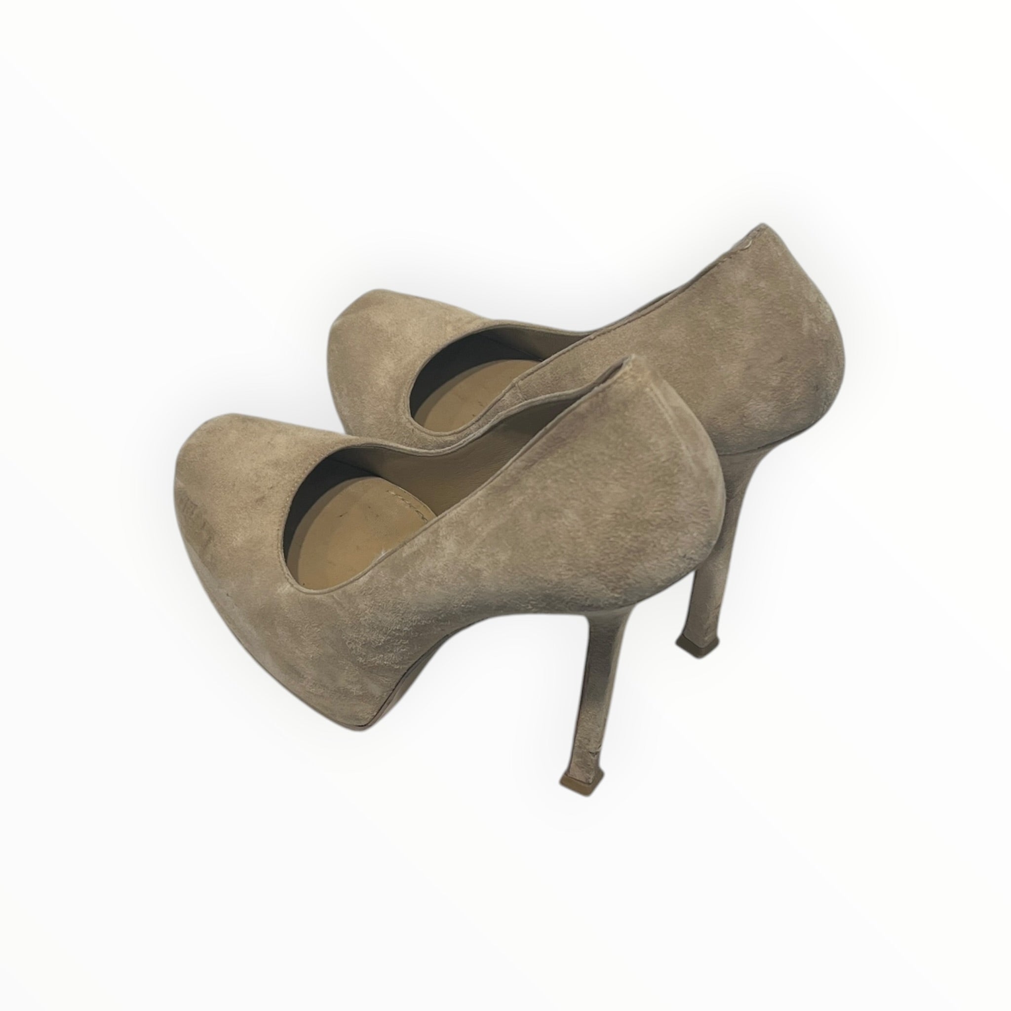 YVES SAINT LAURENT/Heels/EU 37/Suede/BEG/PLATFORM TRIBUTE PUMPS view 2