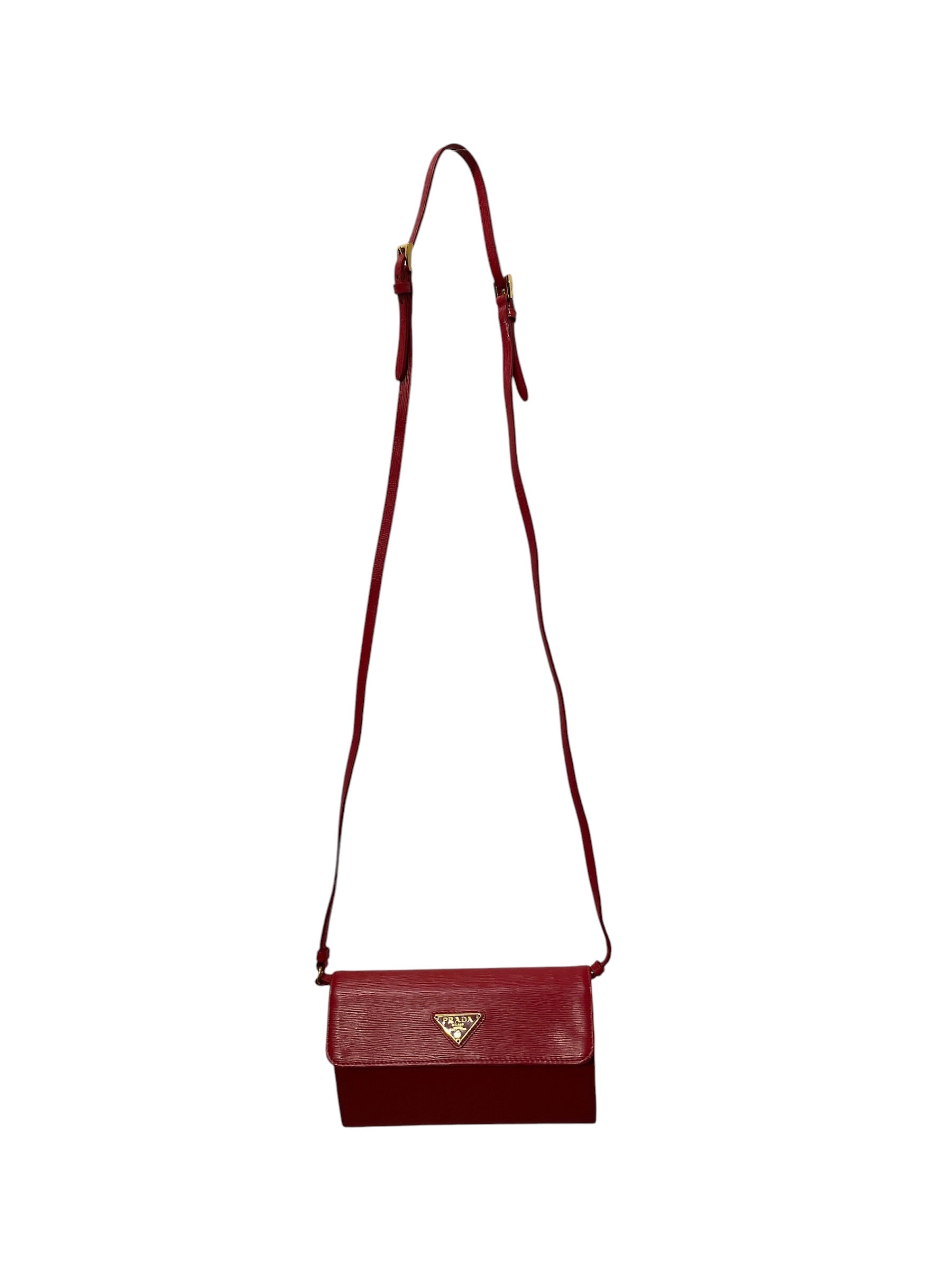 PRADA/Pouch/Leather/RED/Strap Wallet view 2