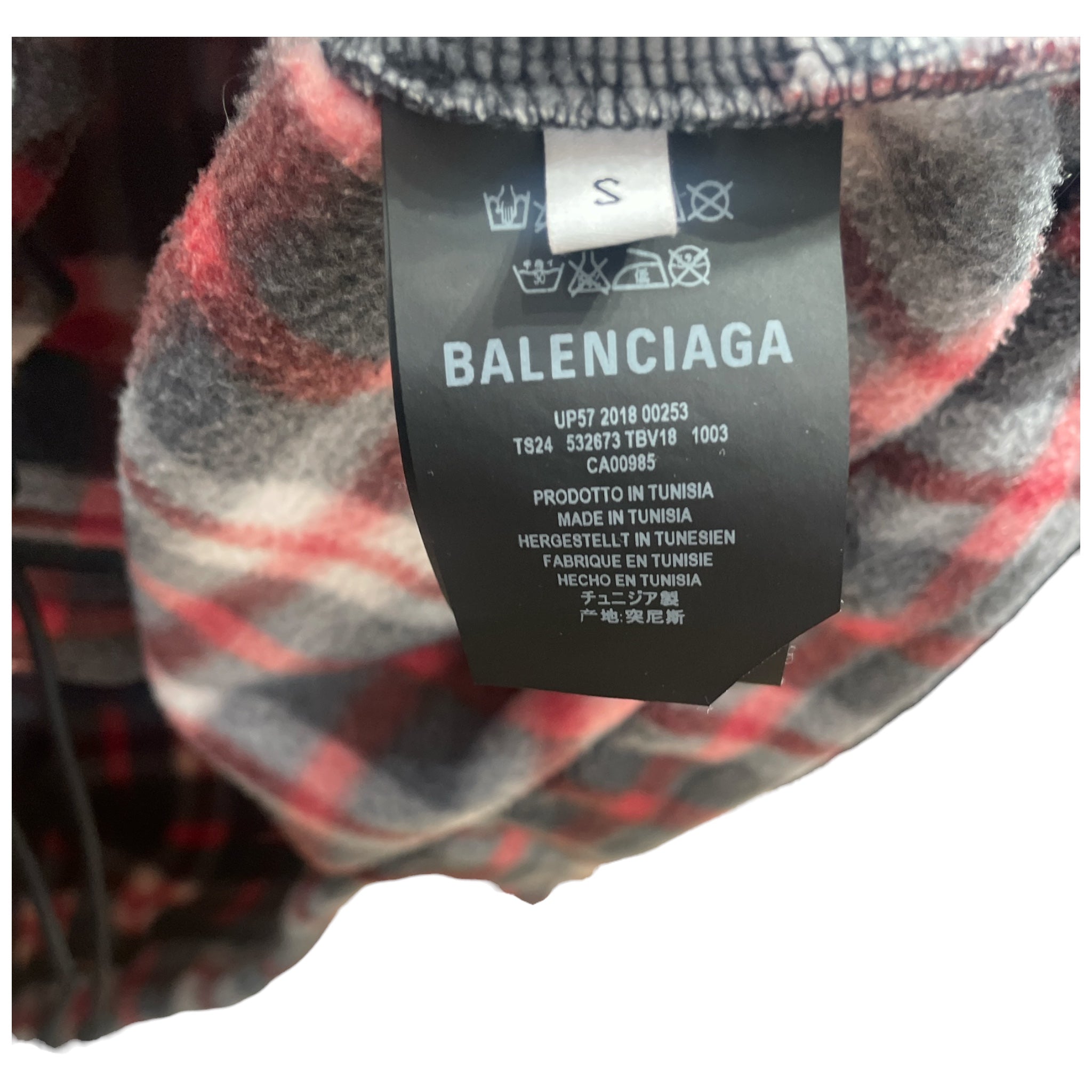 BALENCIAGA/Fleece Jkt/S/Polyester/RED/Plaid/ZIP UP FLEECE view 4
