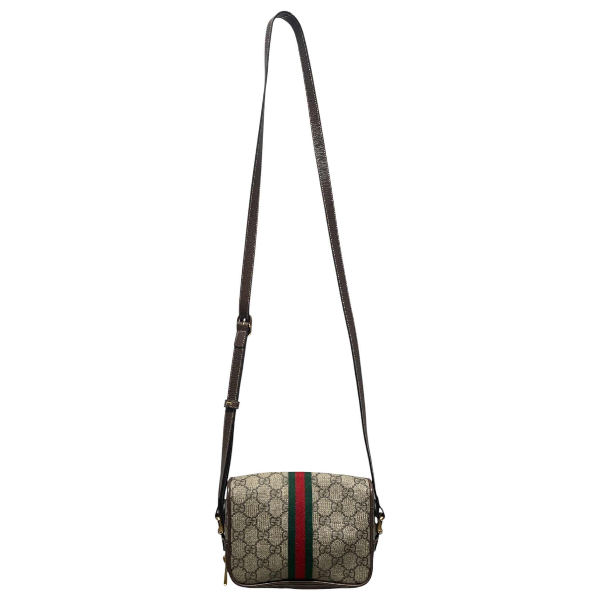 GUCCI/Cross Body Bag/Monogram/Leather/BRW/Ophidia GG supreme crossbody view 2