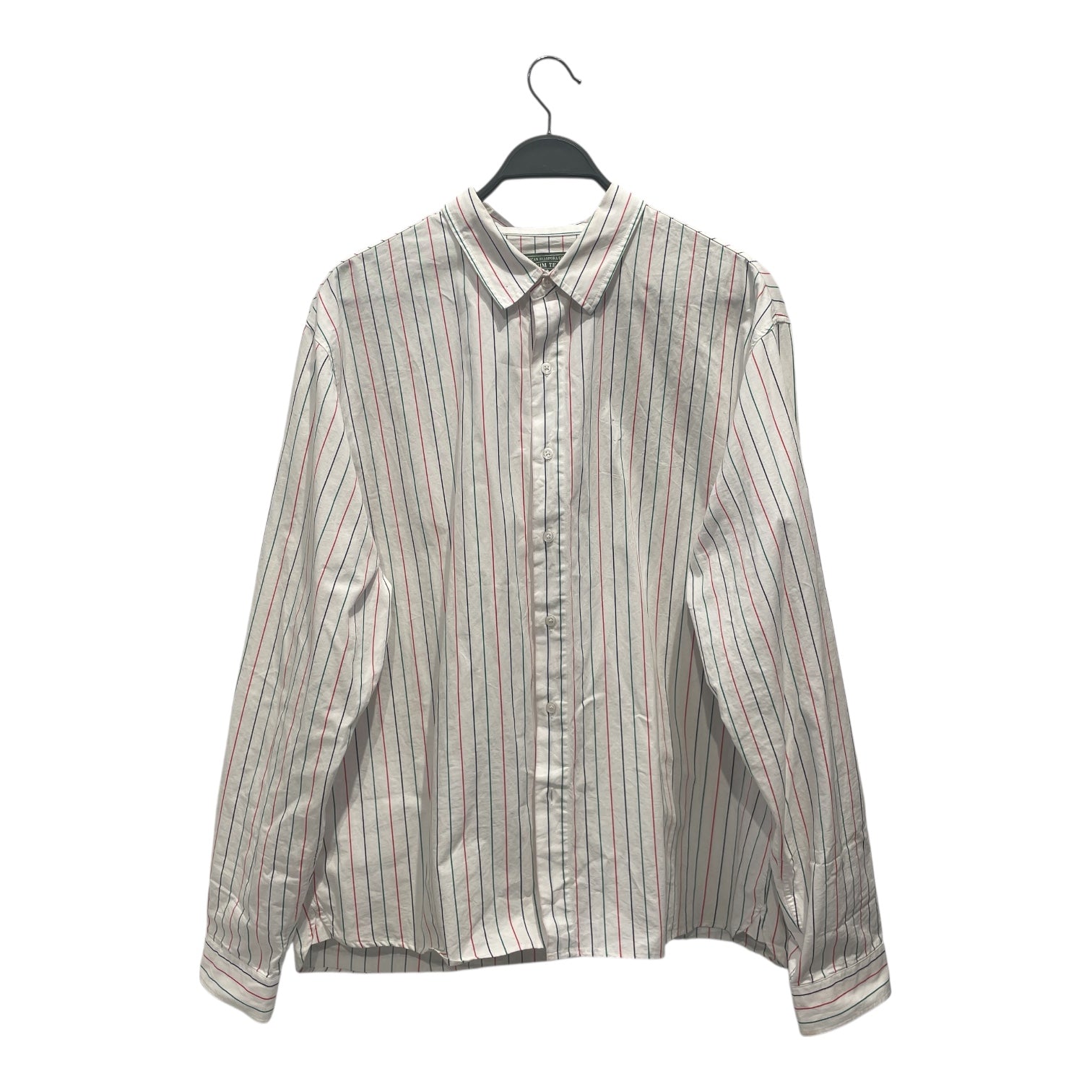 DENIM TEARS/LS Shirt/L/Cotton/WHT/Open Coller/DENIM TEARS STRIPE BUTTON UP L view 1