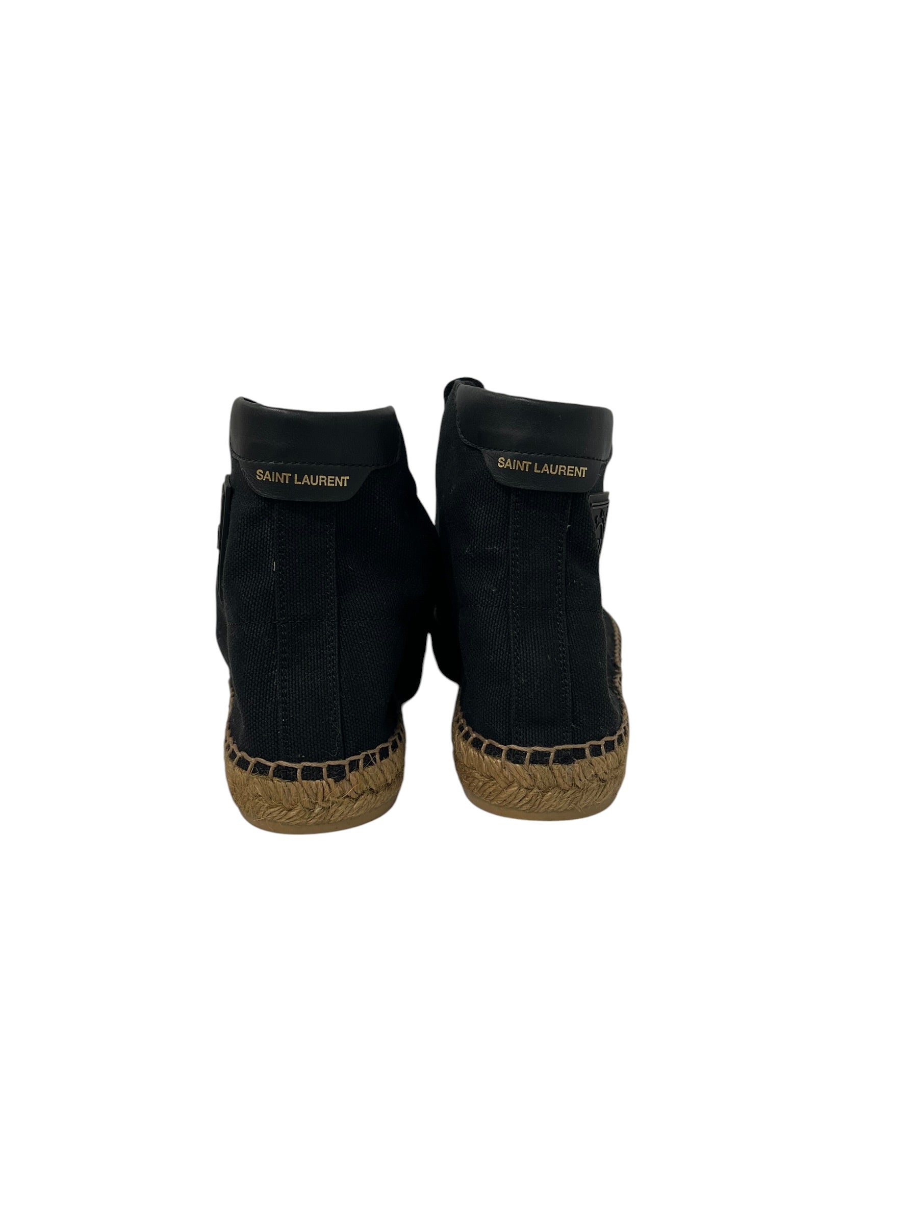 SAINT LAURENT/Hi-Sneakers/EU 44.5/Cotton/BLK/espadrill side crest logo view 3