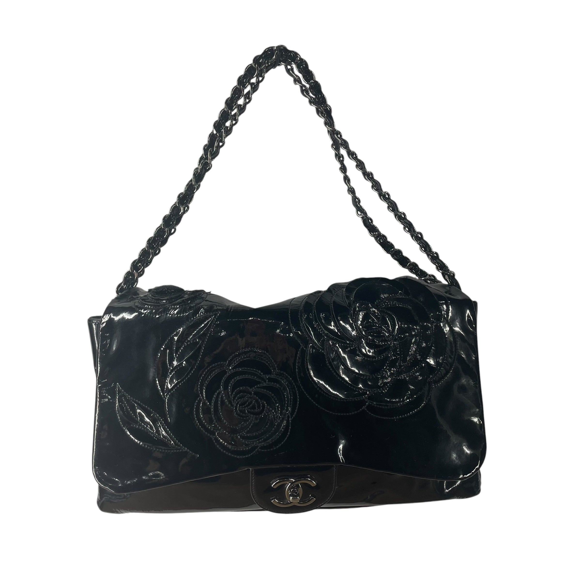 CHANEL/Cross Body Bag/Floral Pattern/Leather/BLK/PARIS-SHANGHAI CAMELLIA PETALS view 1