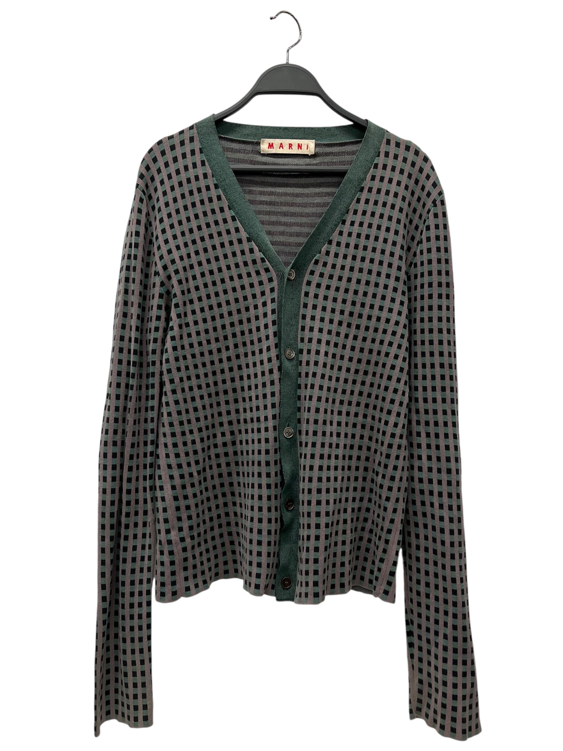 MARNI/Cardigan/46/Hombre Check/Cotton/GRN/PRPLE/GRY/BLK LIGHT CARDI view 1