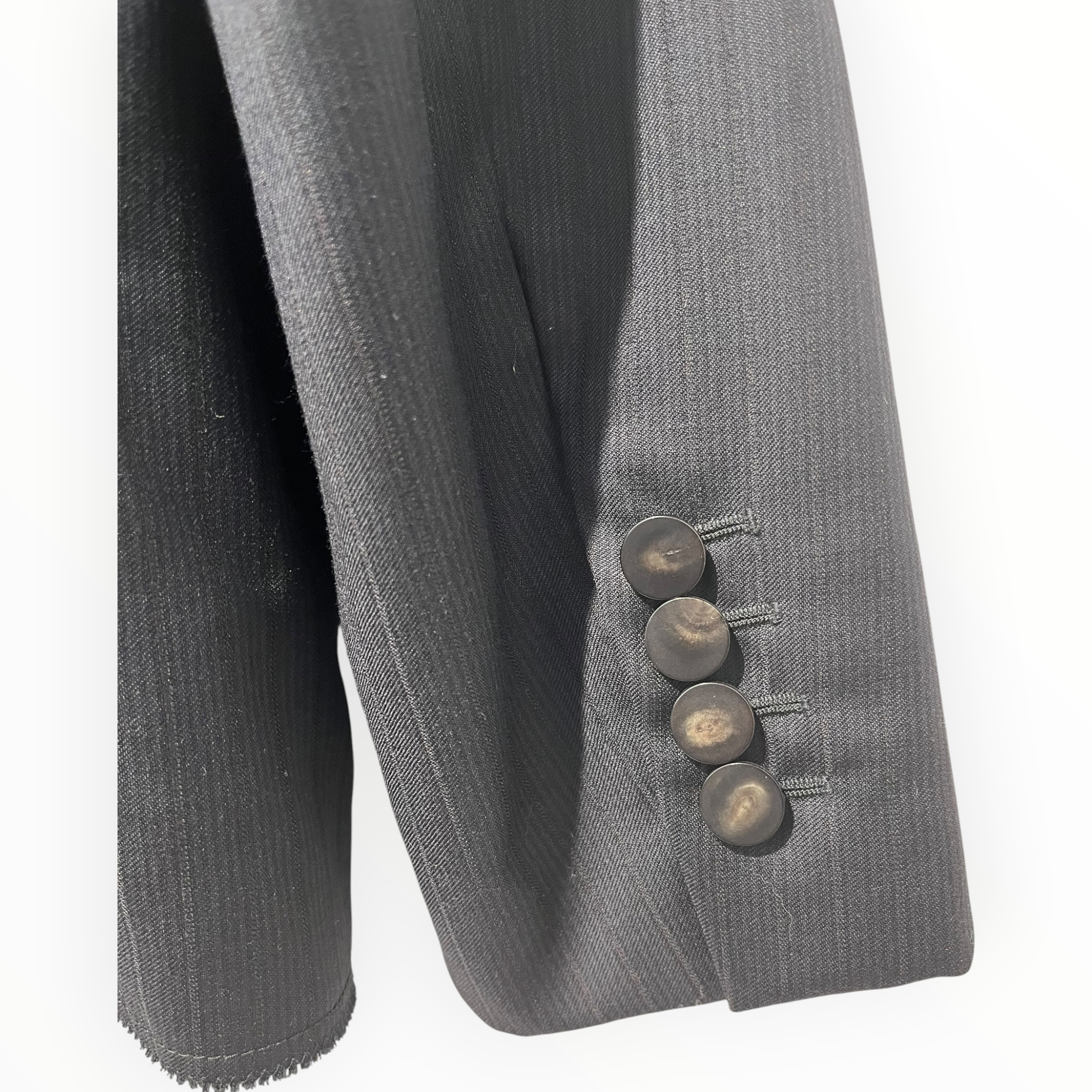 LANVIN/Tailored Jkt/48/Wool/NVY/Stripe/blk felted neck collar/M01VG88 view 3