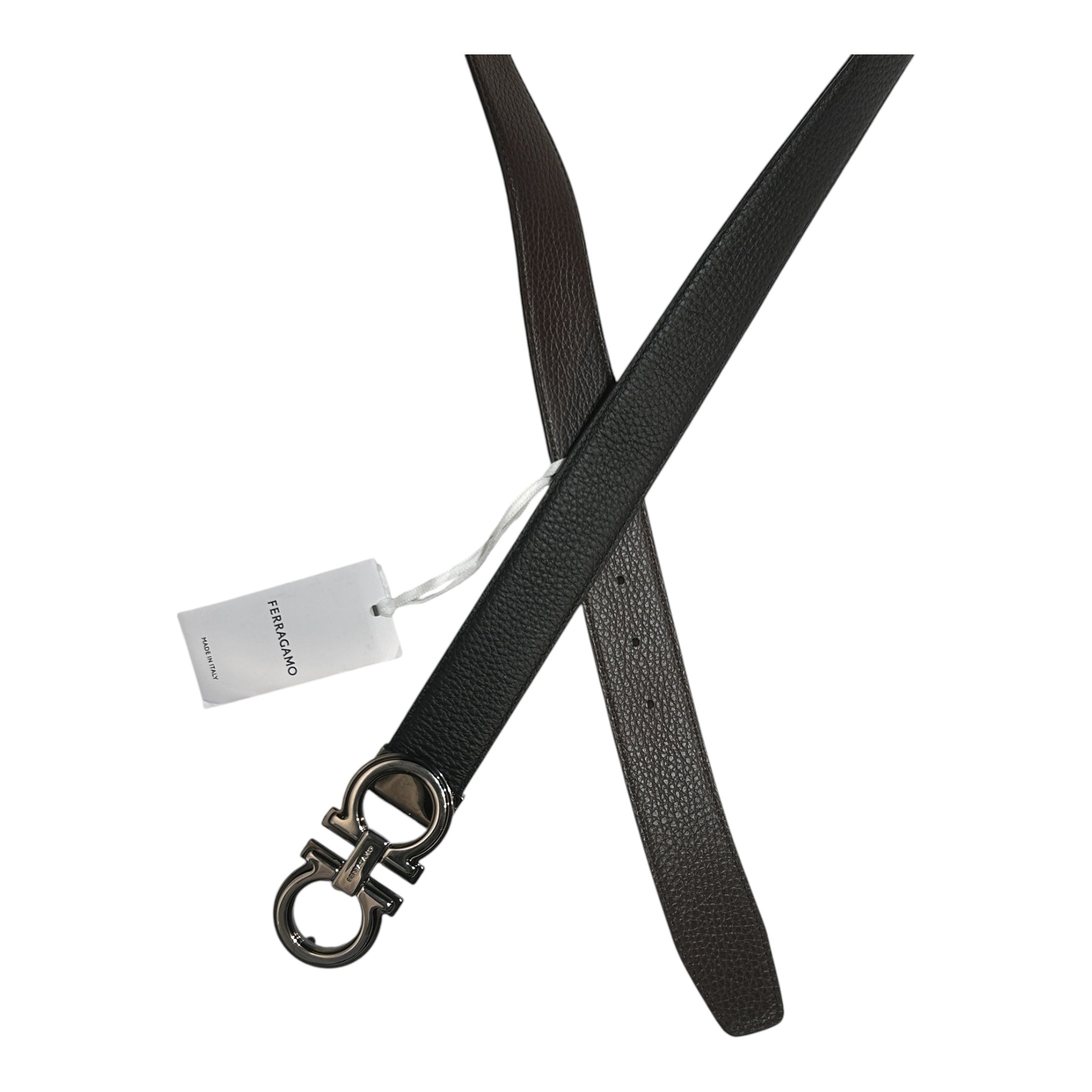 Salvatore Ferragamo/Belt/Leather/BLK/M's/silver buckle view 2