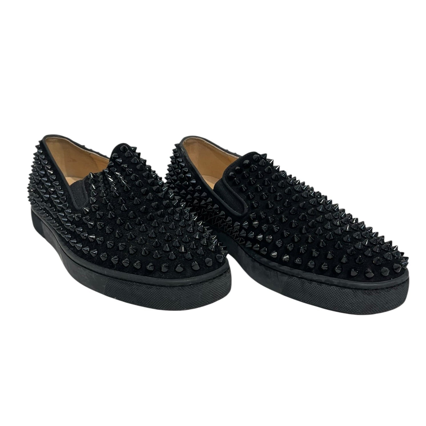 Christian Louboutin/Loafers/EU 39/Leather/BLK/SPIKES ALL OVER SLIP ON view 1