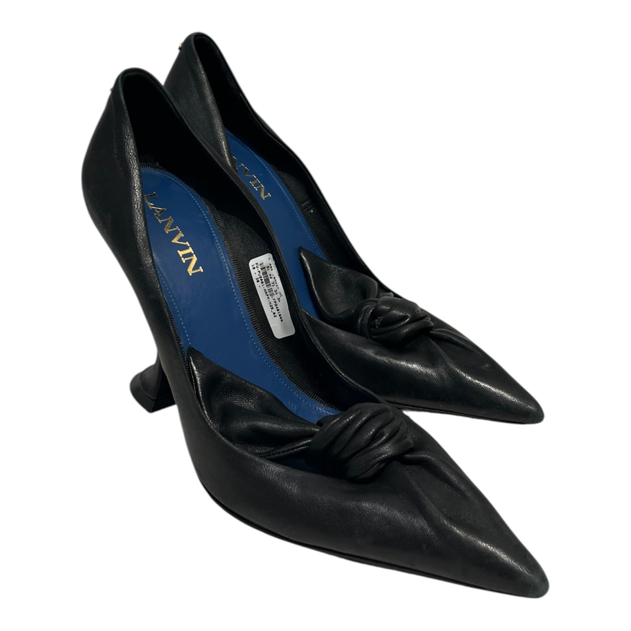 LANVIN/Heels/EU 38/Leather/BLK/soft leather tie heels knife view 1