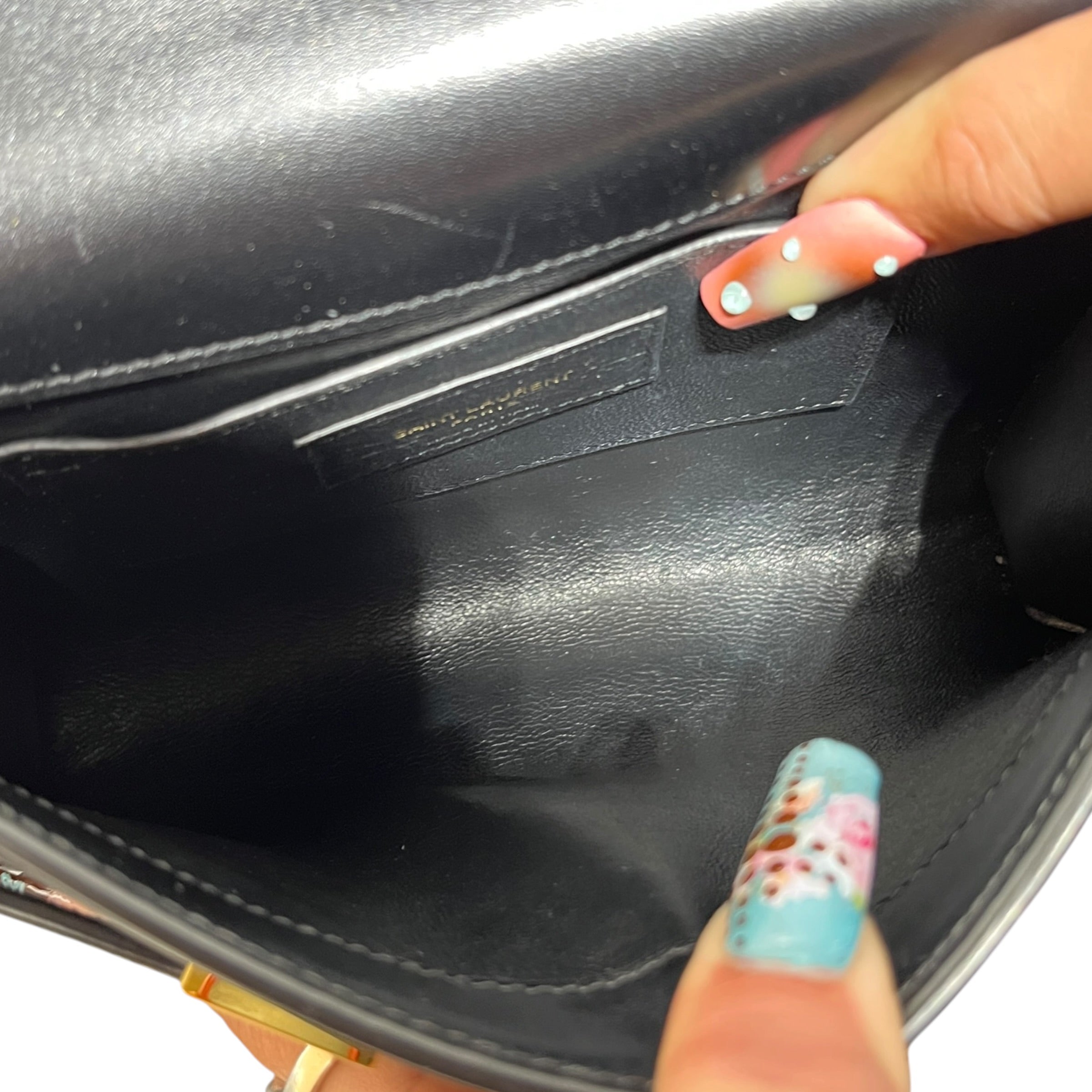 SAINT LAURENT/Cross Body Bag/Leather/BLK/mini manhattan view 4
