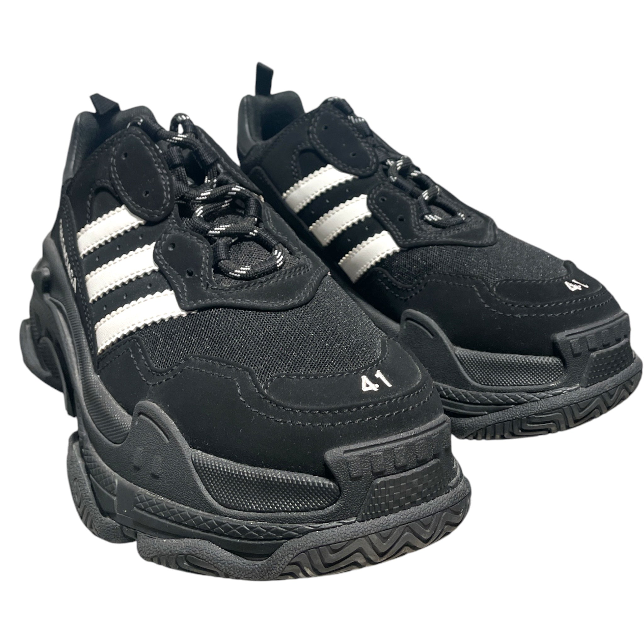 BALENCIAGA/adidas/Low-Sneakers/EU 41/Leather/BLK/Triple S 3 Stripes