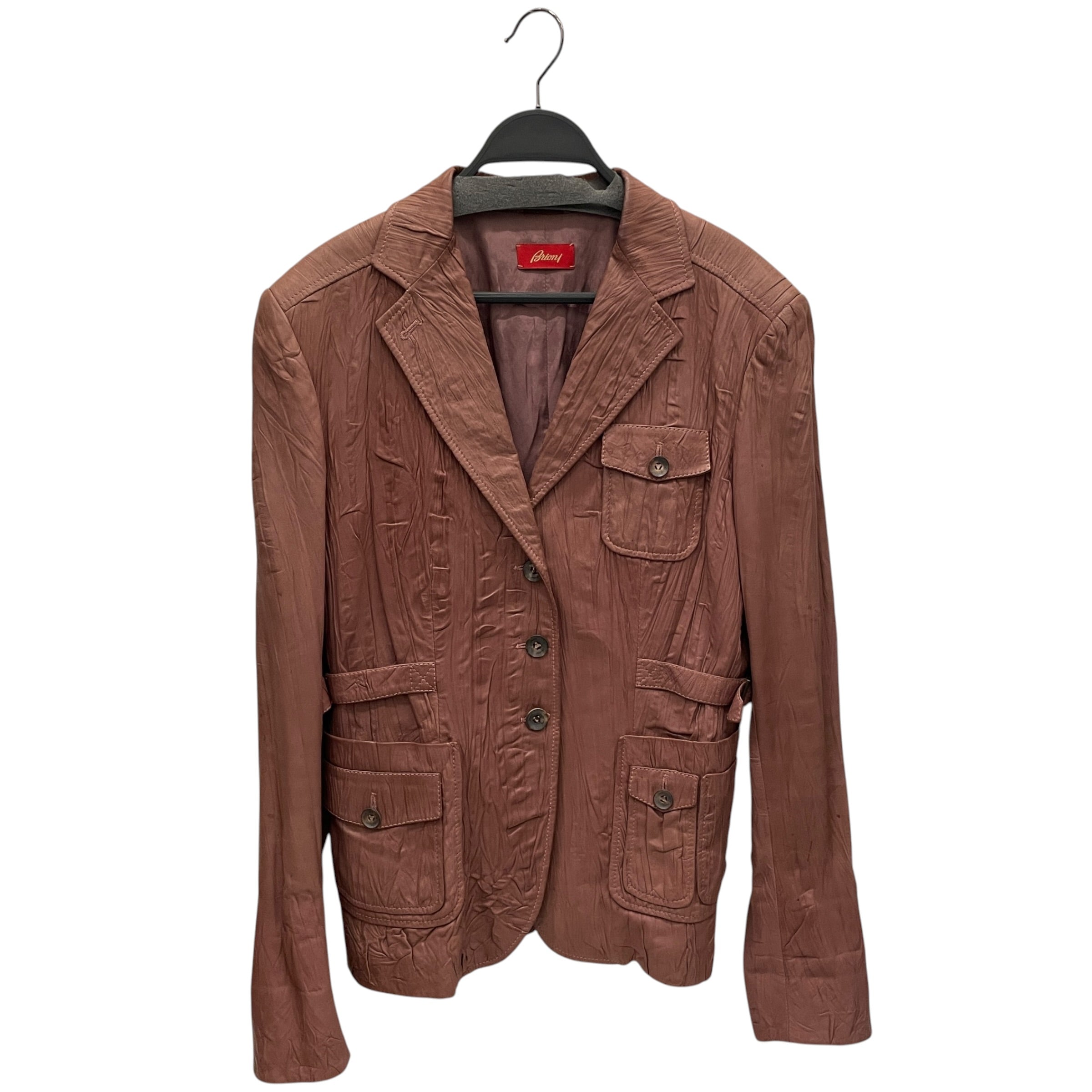 BRIONI/Leather Jkt/46/Leather/BRW/CRINKLE LEATHER BLAZER/POCKETS view 1