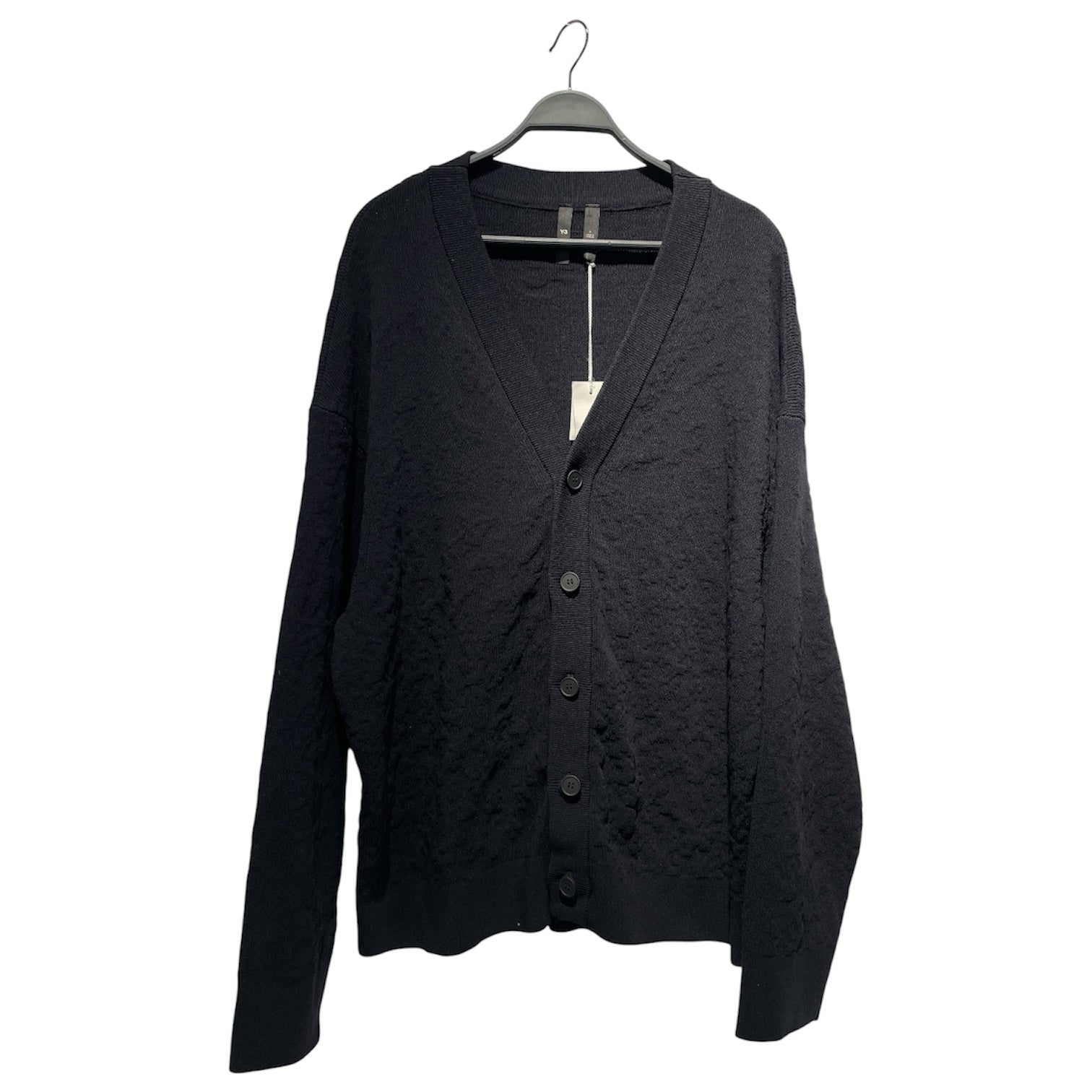 Y-3/Heavy Cardigan/L/Cotton/NVY/High Neck/ view 1