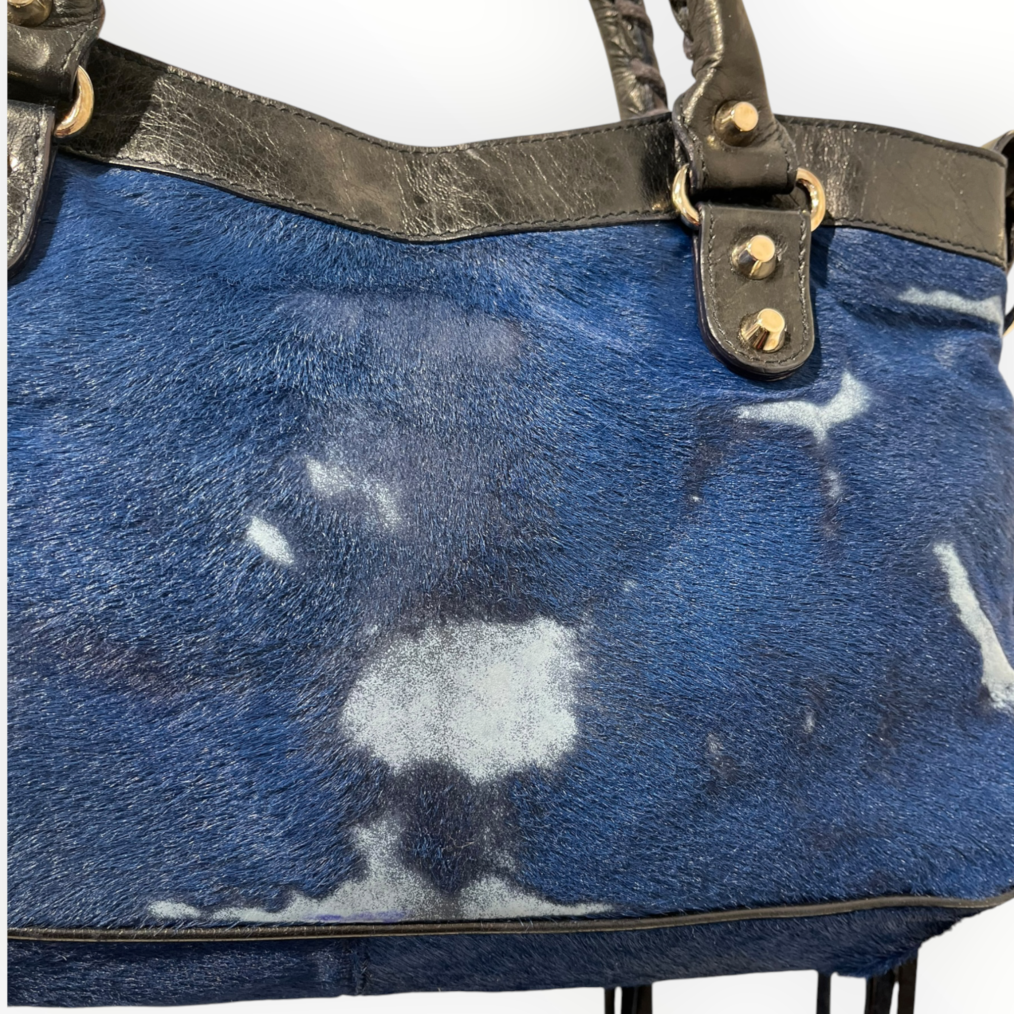 BALENCIAGA/Bag/Fur/BLU/PONY FUR MINI CITY BAG SILVER view 3