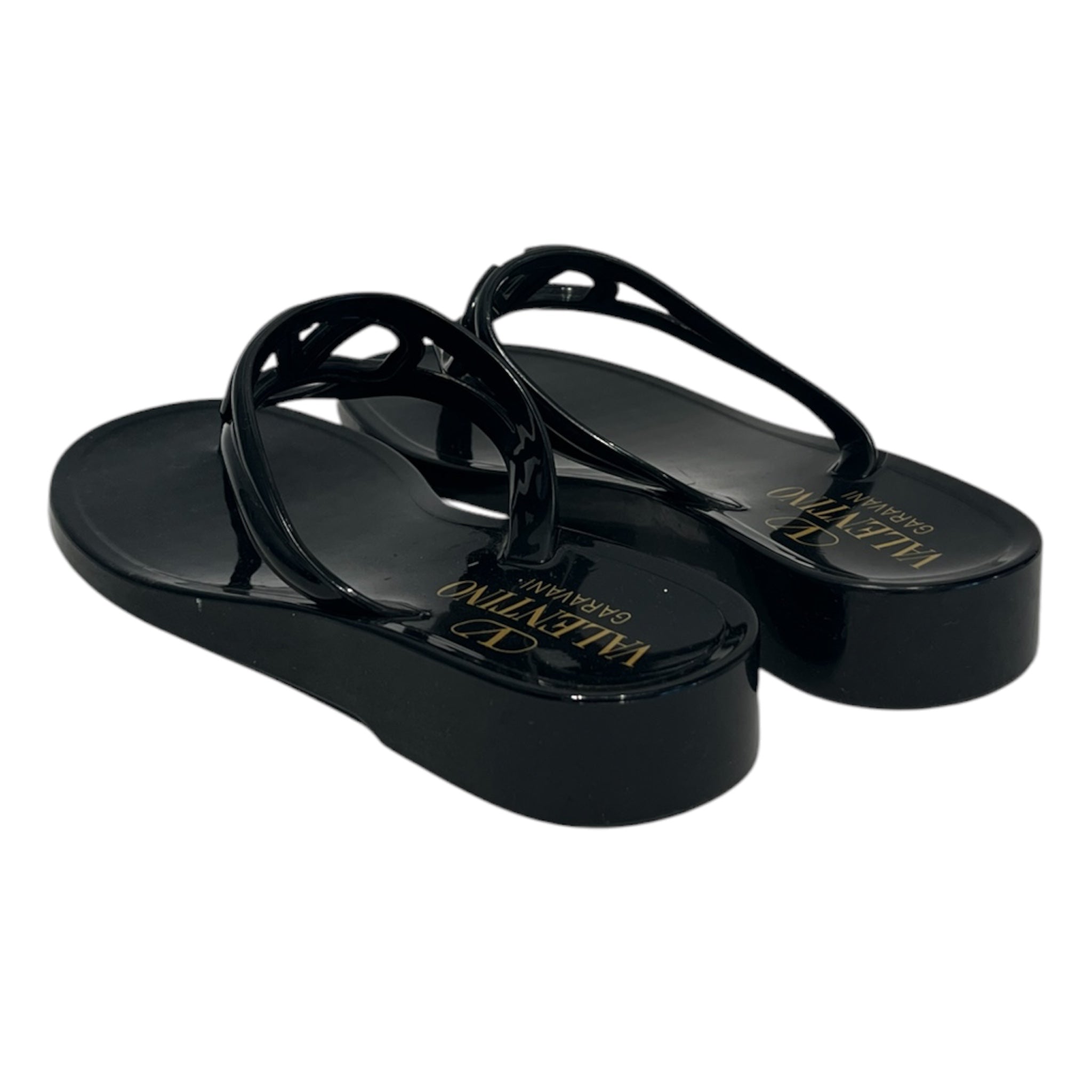 VALENTINO GARAVANI/Sandals/EU 36/BLK/v logo rubber flip flops view 2